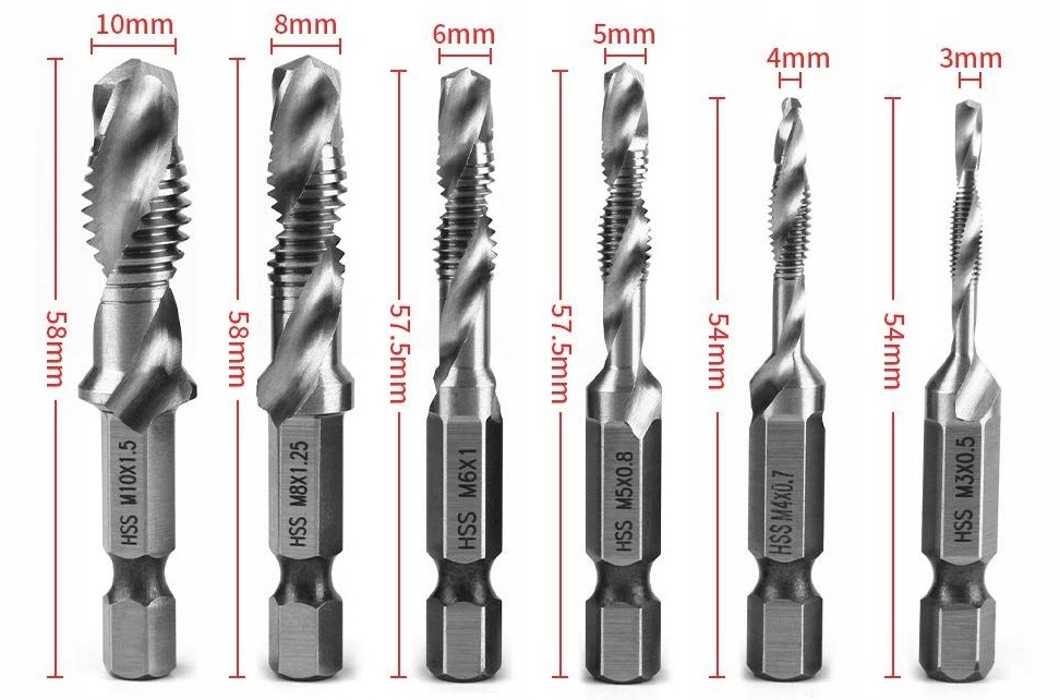 WIERTŁA GWINTUJĄCE HSS M3-M10 GWINTOWNIKI 6el Marka Falon-Tech