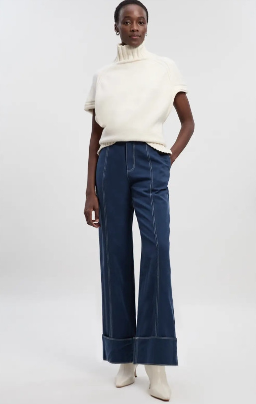 Modré Bavlněné Kalhoty Karen Millen M