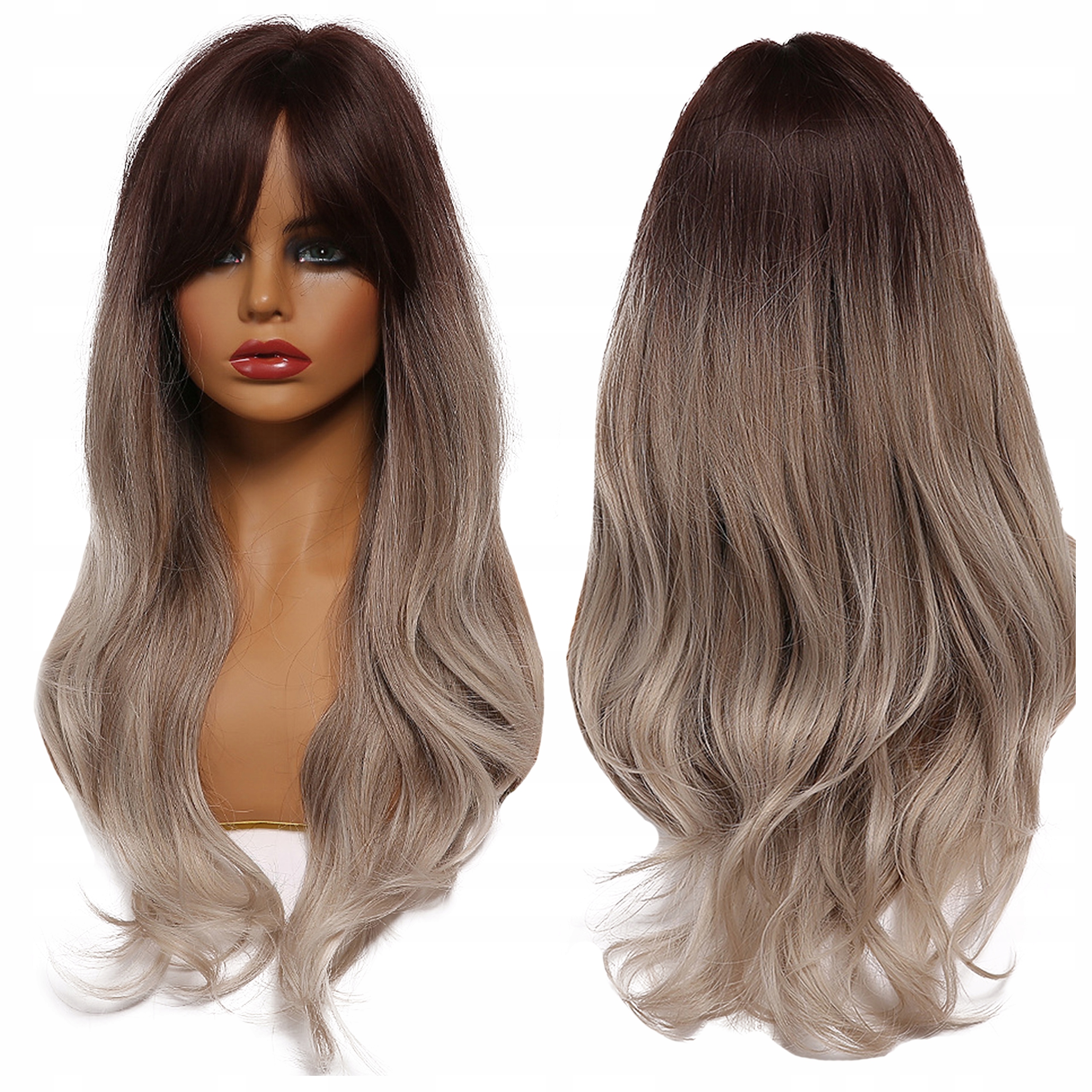 

Peruka włosy Jak Naturalne blond brąz Grzywka