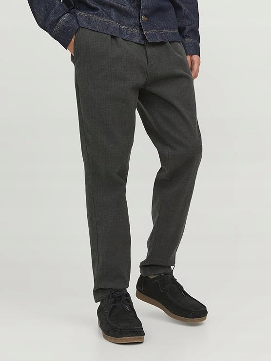 Jack&jones Elegantní Pánské Kalhoty Rovné Hladké Šedé 27/32 6FA
