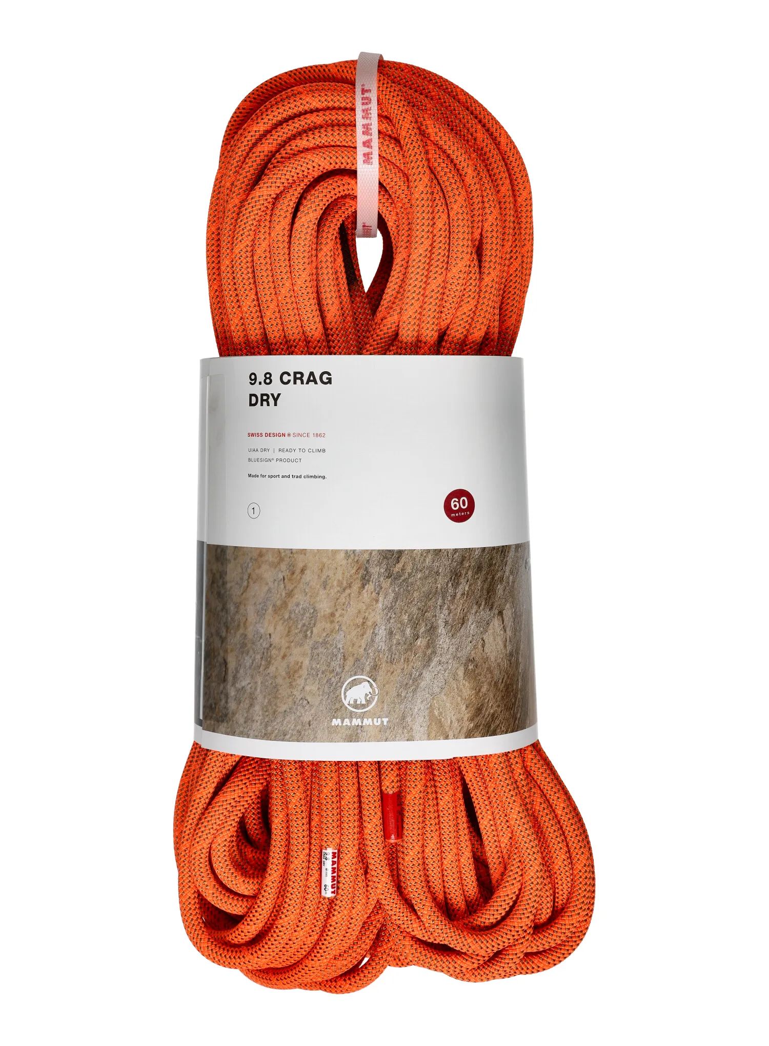 Horolezecké lano Mammut 9.8 Crag Dry Rope 60 m vibrant orange/boa