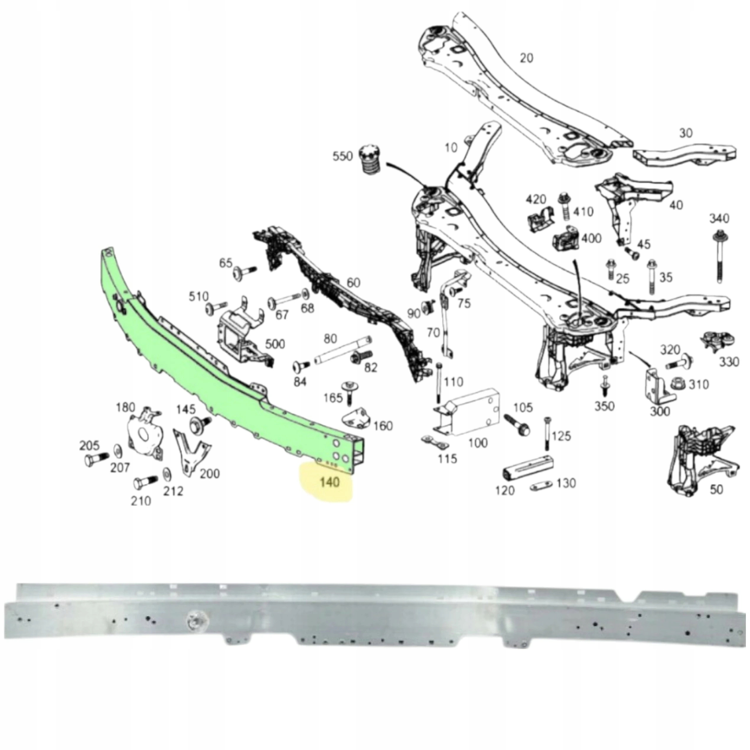 Mercedes W213 W253 2015 – Zesílení Předního Nárazníku A2136201700