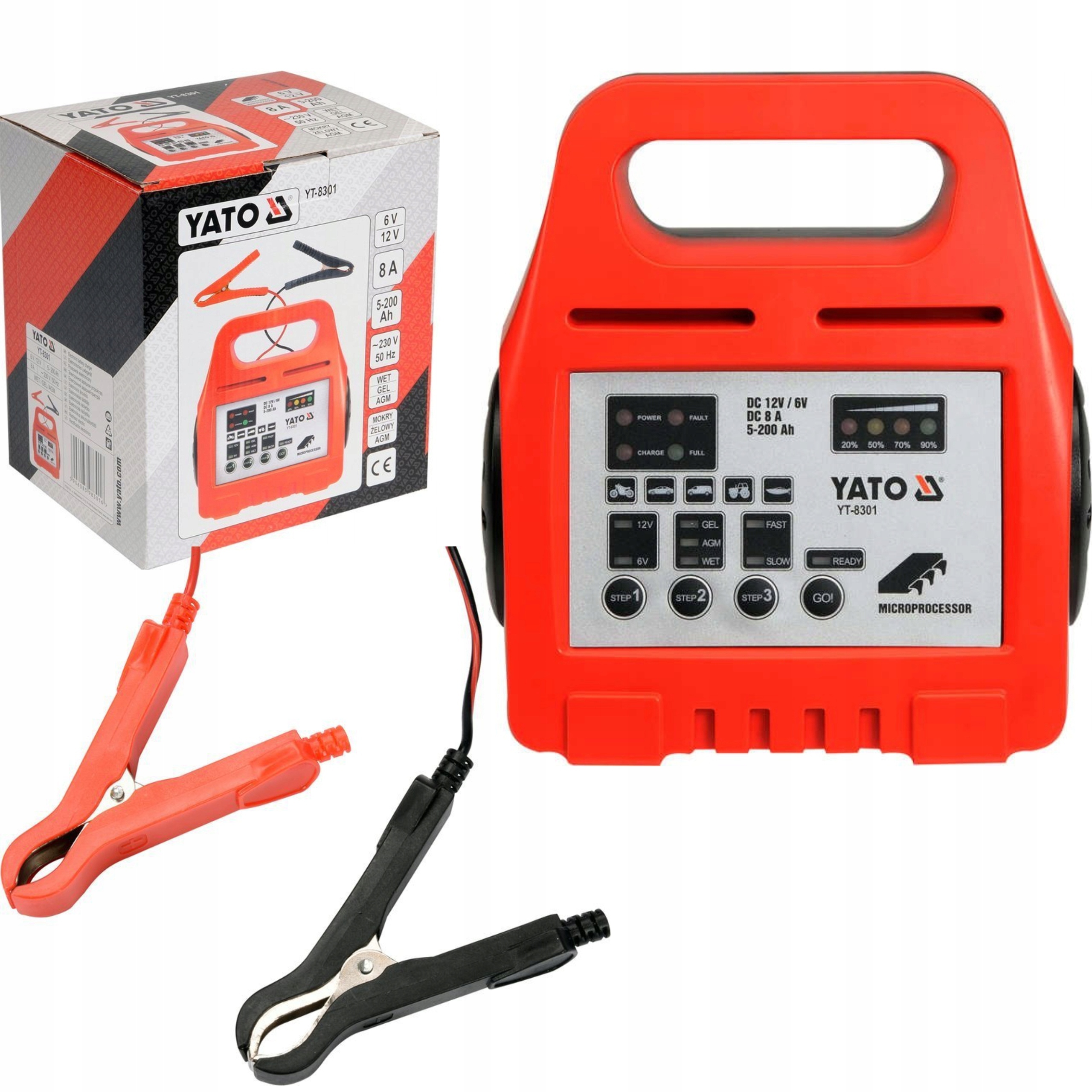 YATO PROSTOWNIK ELEKTRONICZNY 6/12V 200Ah ŁADOWARKA AKUMULATORÓW YT-8301