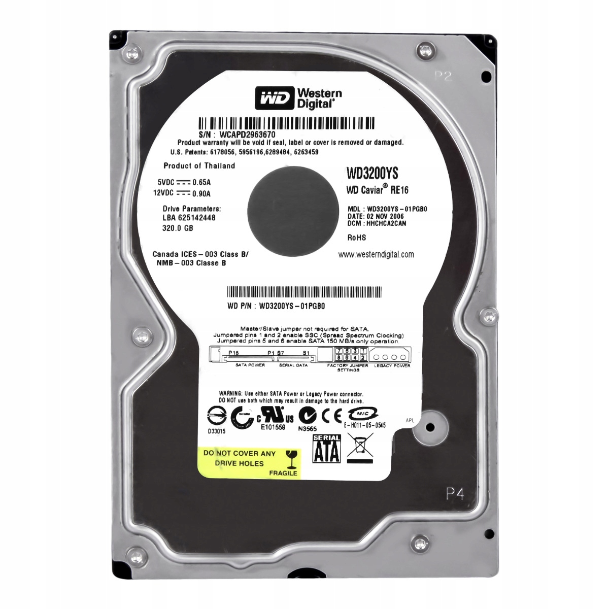 Wd Caviar RE16 320GB 7.2K 16MB Sata II 3.5'' WD3200YS
