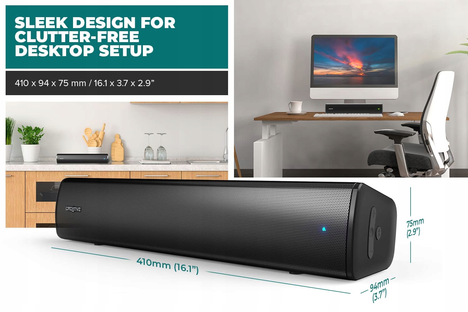 CREATIVE Stage Air V2 Kompaktowa Soundbar USB Bluetooth PC PS5 Switch 6h — miniatura 3