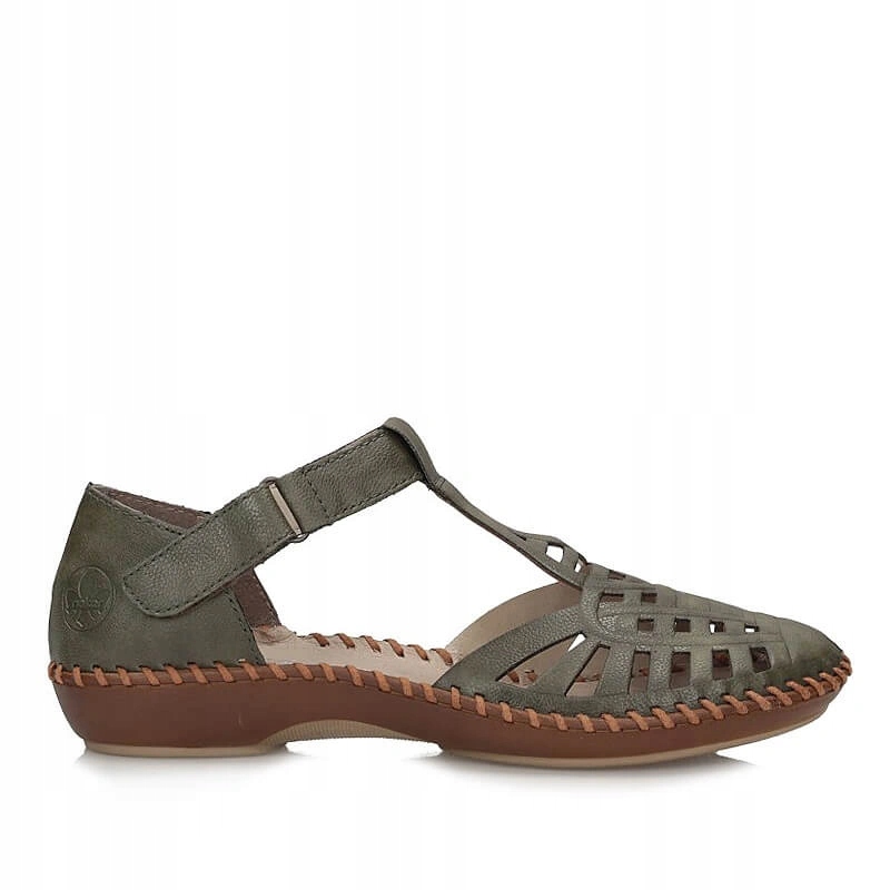 Dámské sandály Rieker M1688-54 zelené, děrované na na suchý zip