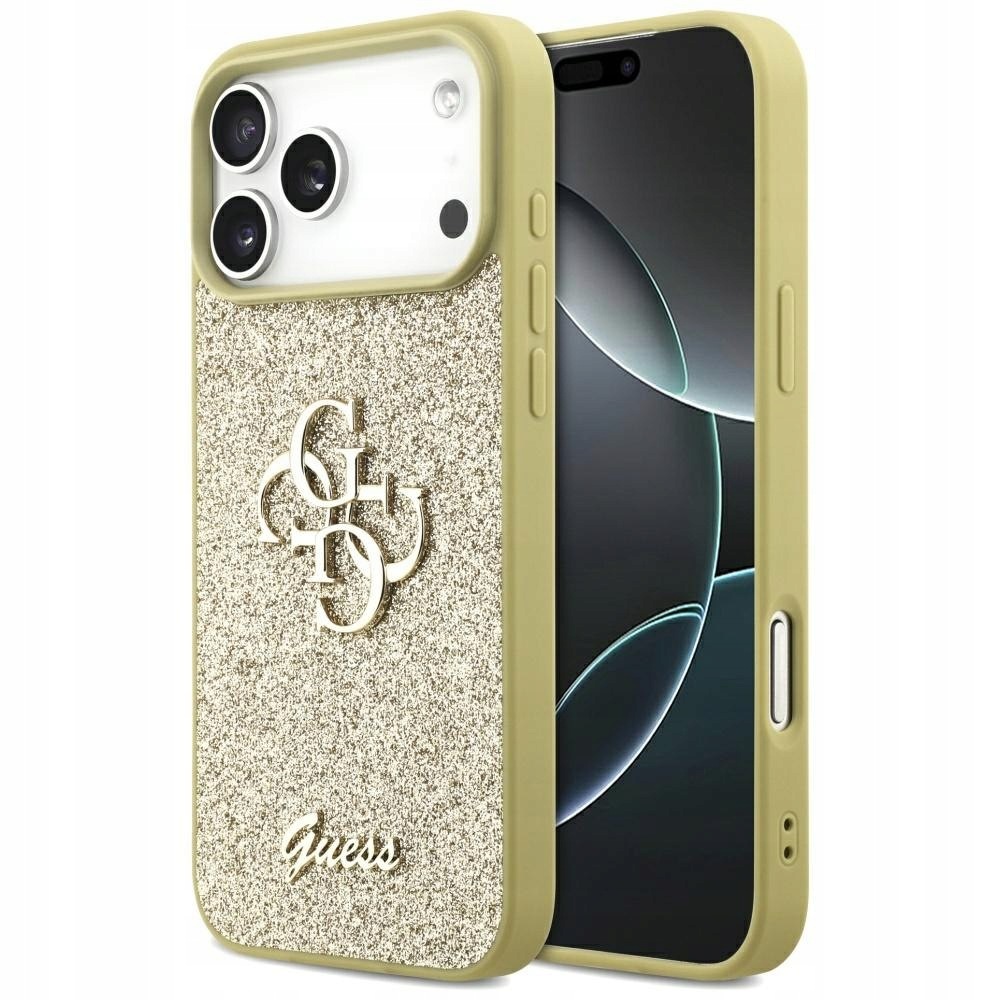 Etui Guess Fixed Glitter Big 4G do iPhone 17 Pro Max złoty