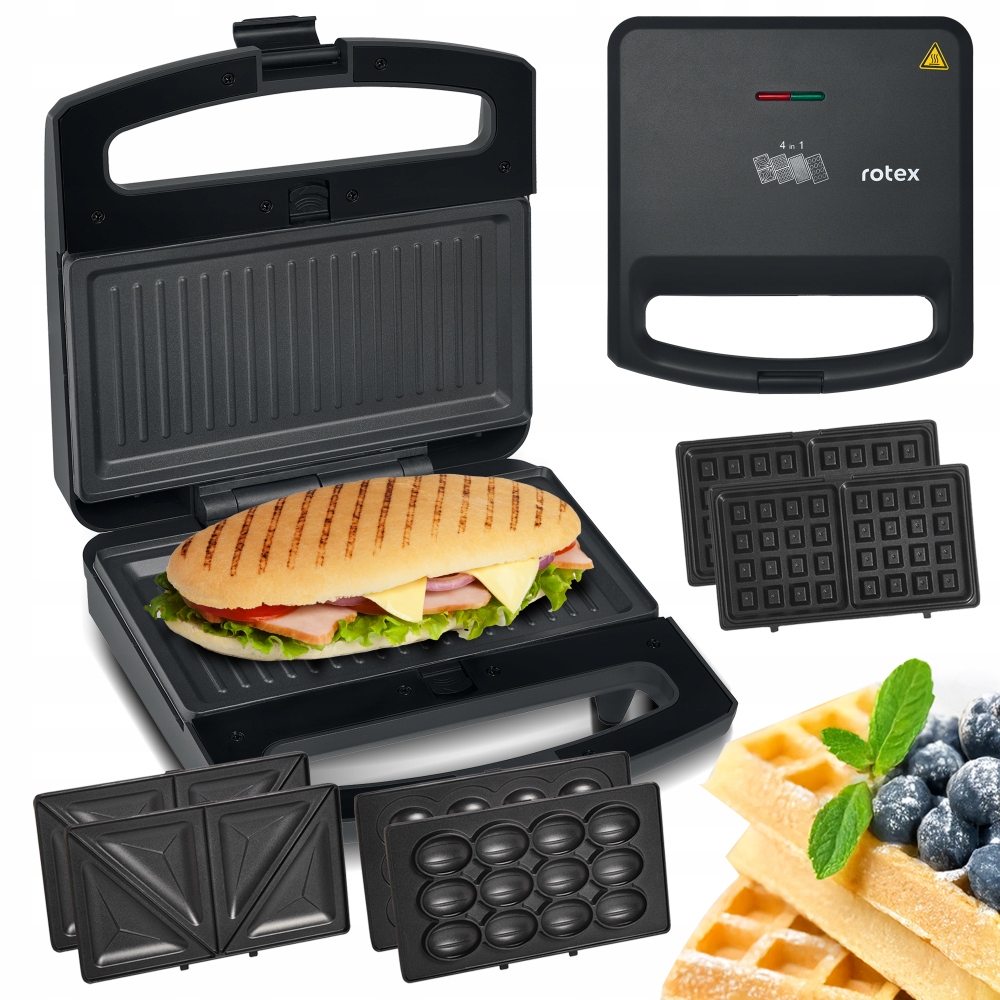 Rotex Multifunkční Opékač 4V1 Gril Sendvičové Vafle 800 W