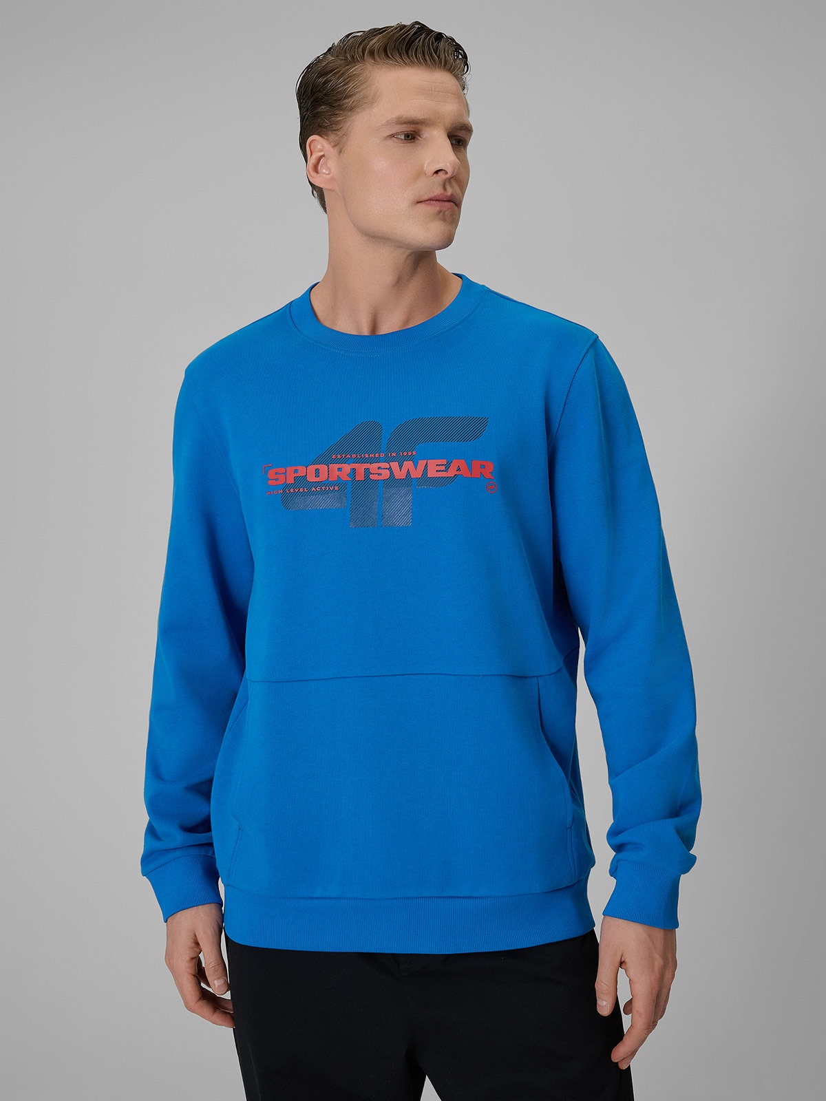 4F Tepláková Mikina Modrá Regular Teplá 3XL