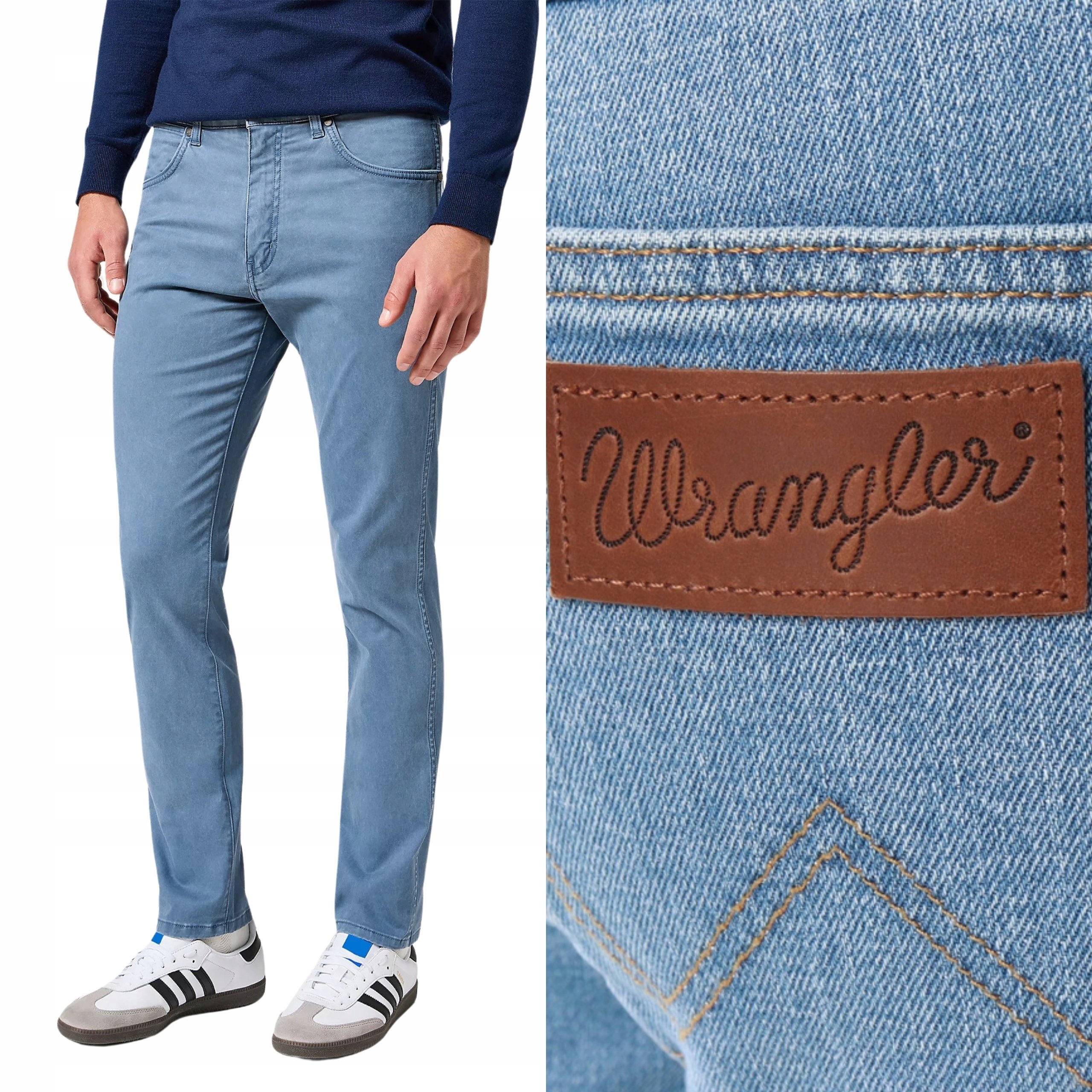 Wrangler kalhoty Tapered modré Regular jeans Larston W28 L32