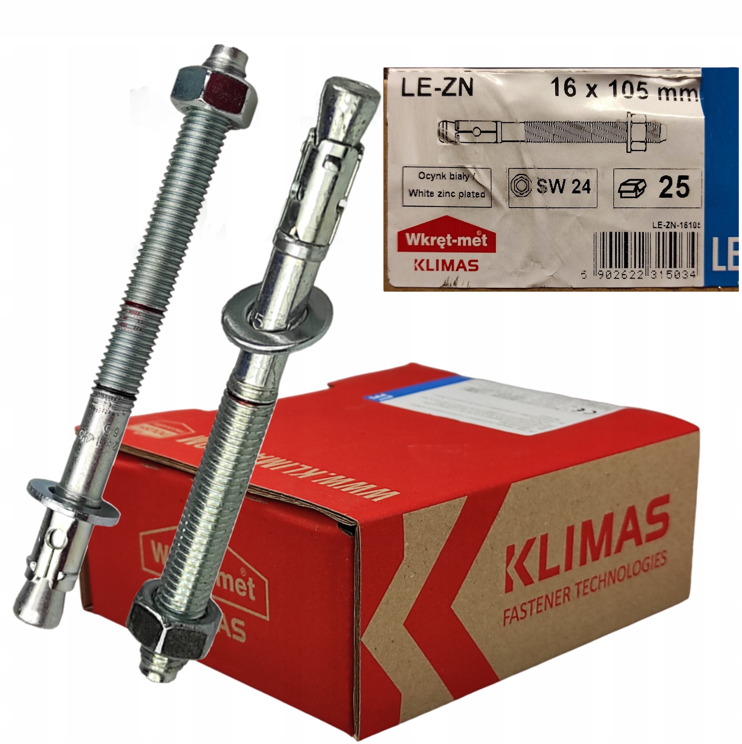 Mechanické kotvy do betonu Le-zn 16x105 mm Wkręt-met 25 Ks.