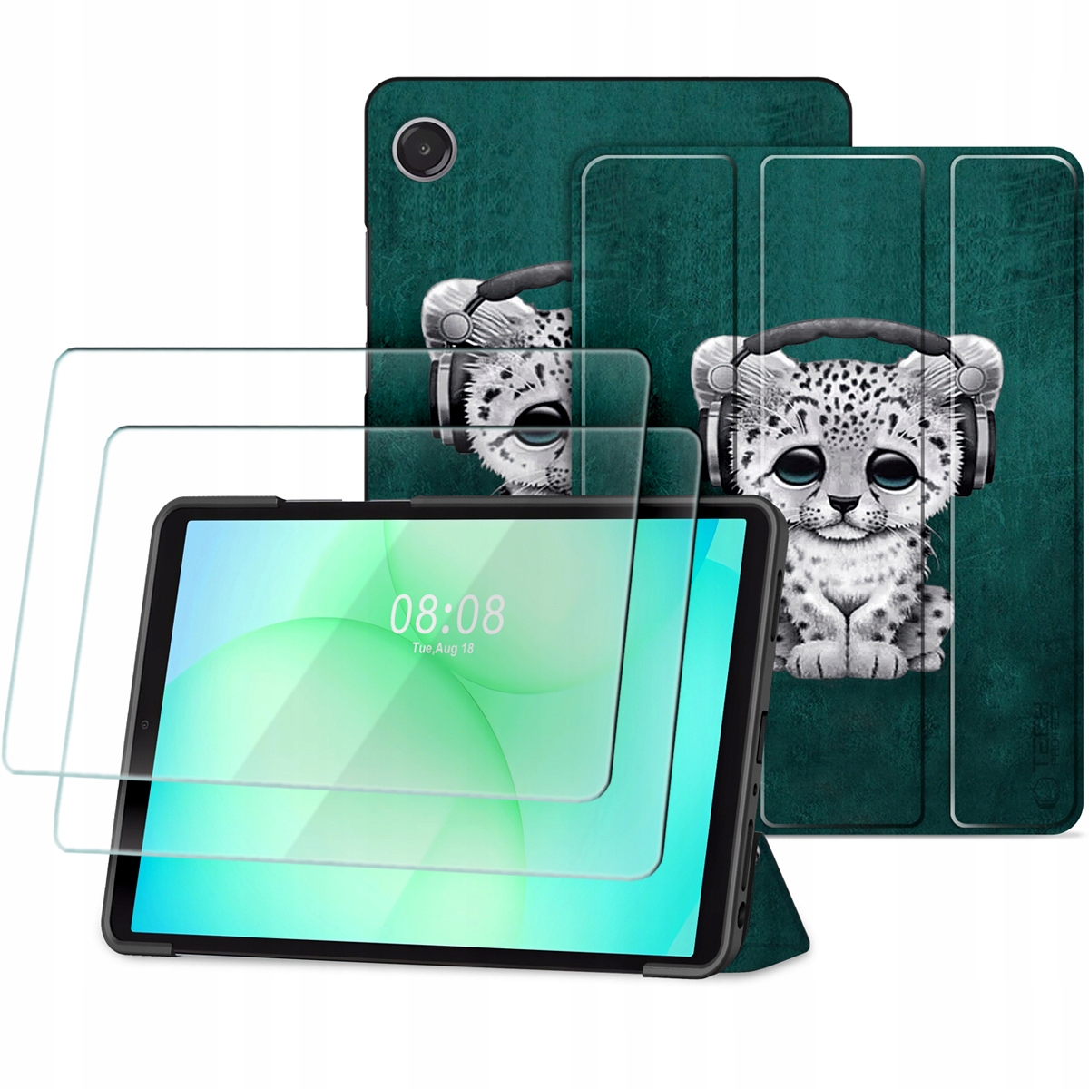 Składane Etui Cover Kot Do Galaxy Tab A9+ A11+ Plus 11" 2-PAK Szkło