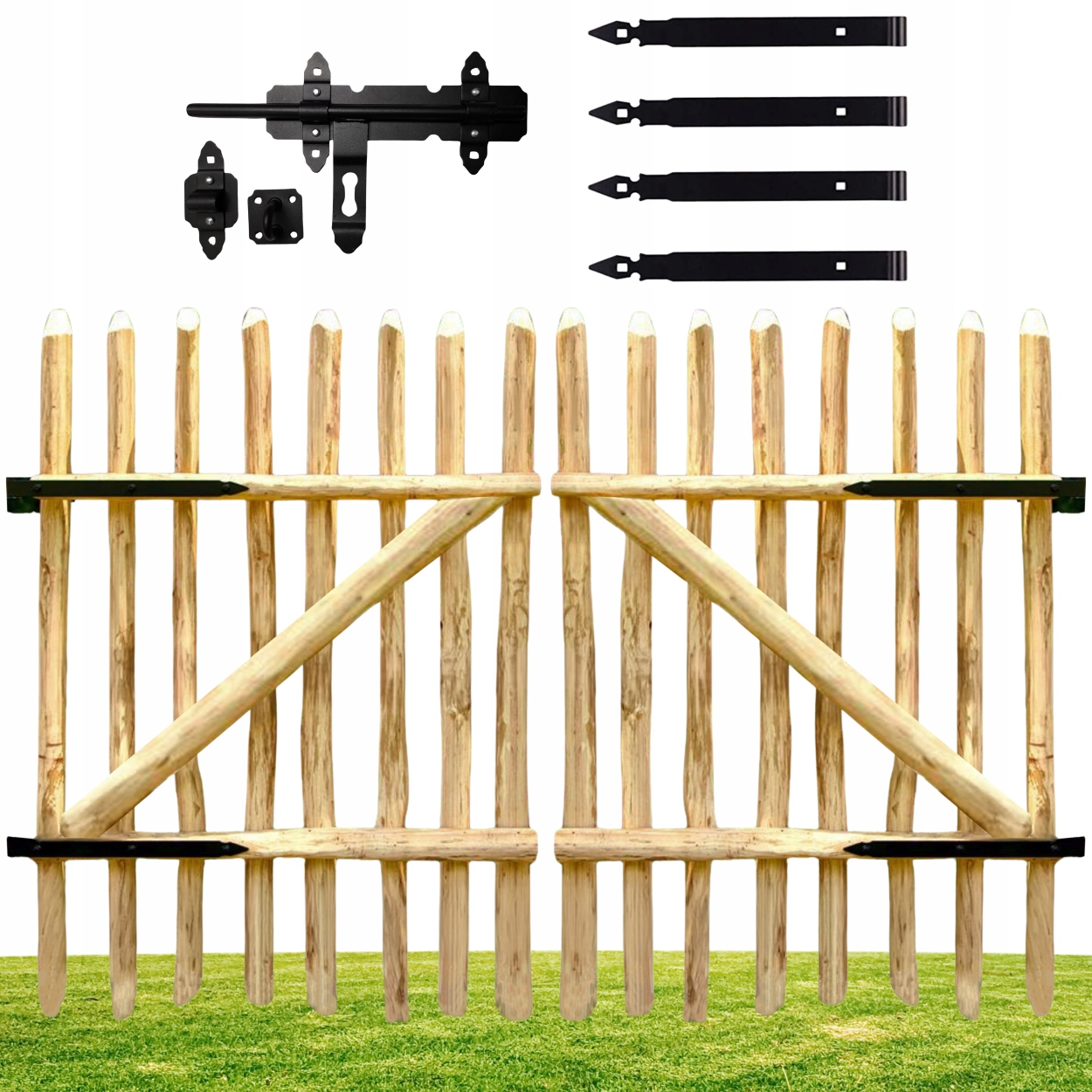 Dřevěná Plotová Furtka, sada 2 kusů 100 x 100 cm branka, zahrada