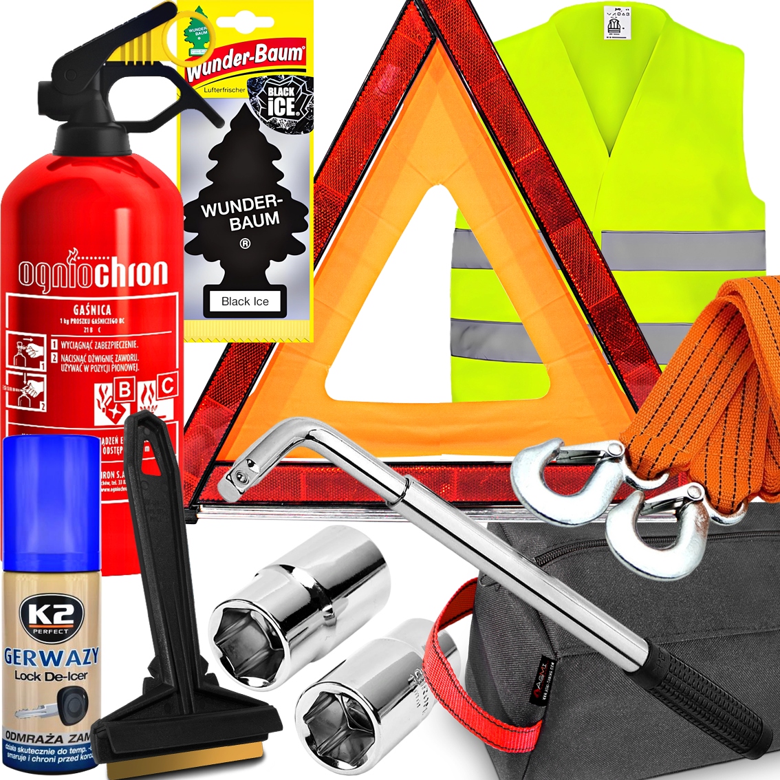 Hasicí Přístroj Vesta Trojúhelníkový Klíč na kola Teleskopické lanko Taška Murska 575