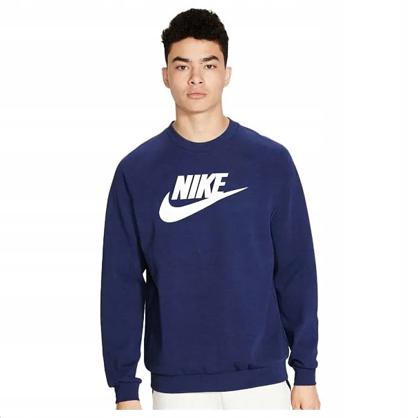 Nike Teplá Hrubá Bavlněná pánská tepláková mikina, tmavě modrá, klasická