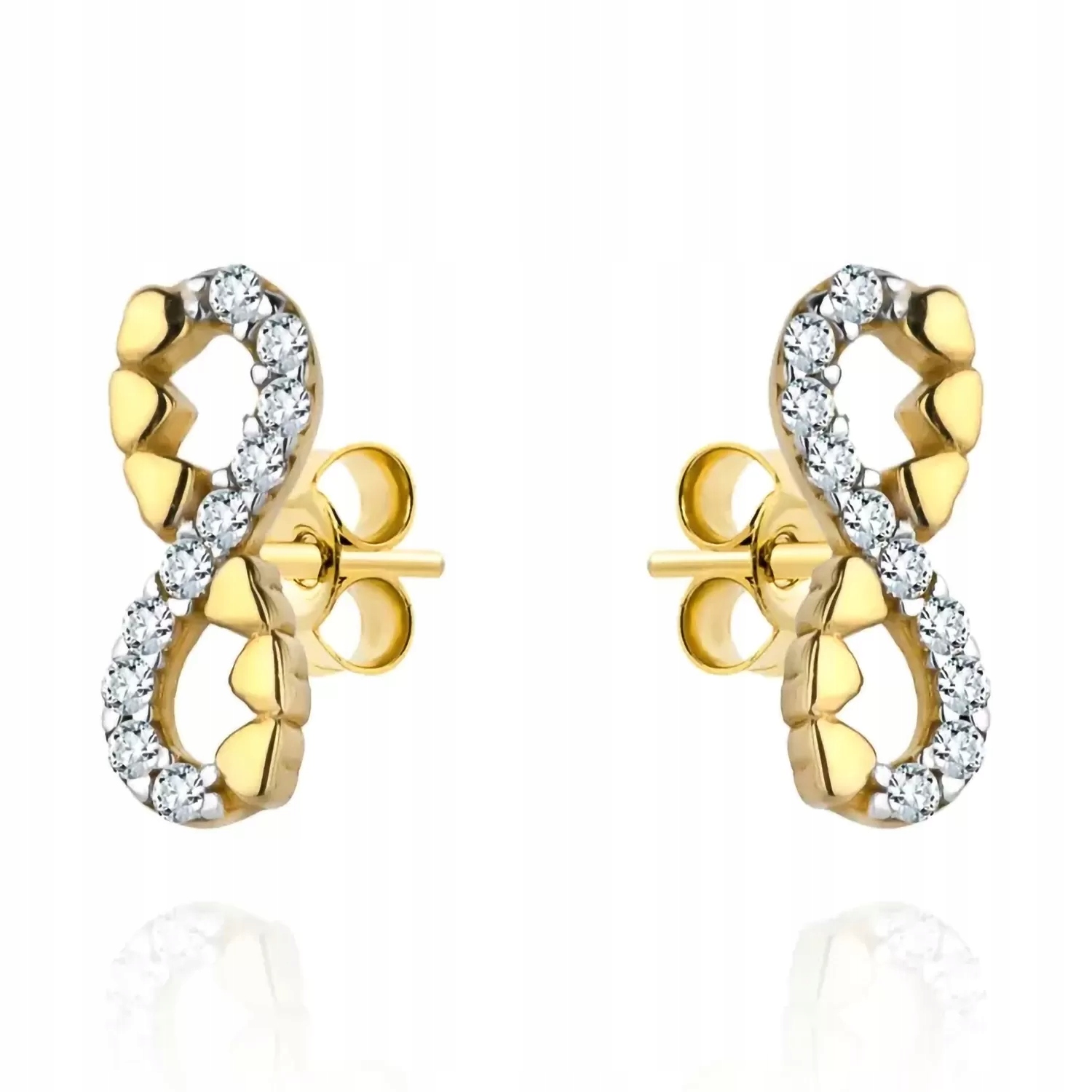 Zlato 585 náušnice tyčinka nekonečno se zirkony