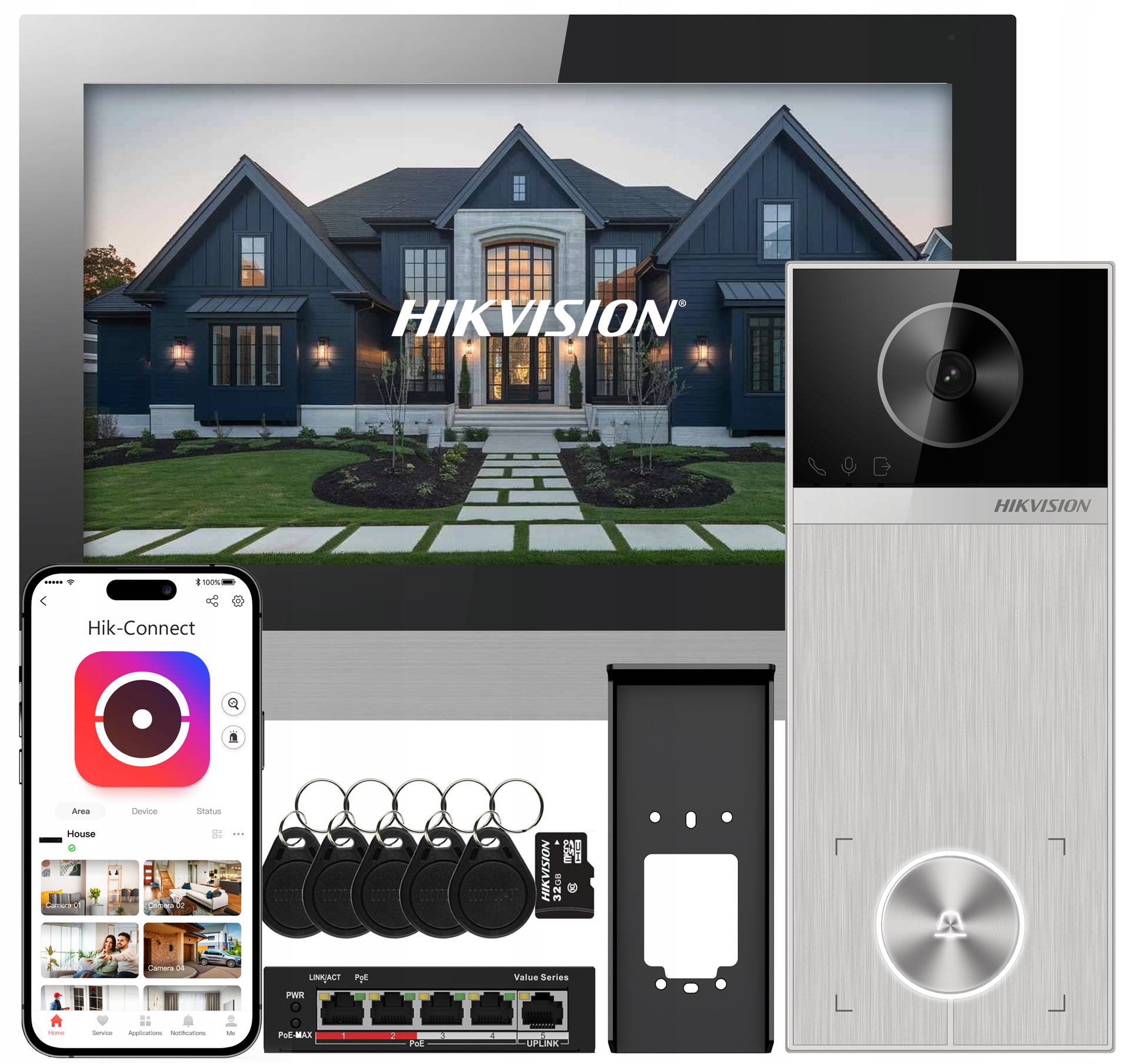 Videovrátnik Hikvision DS-KIS613-S WiFi Aplikácia Furtka Brána Kľúčenky Poe