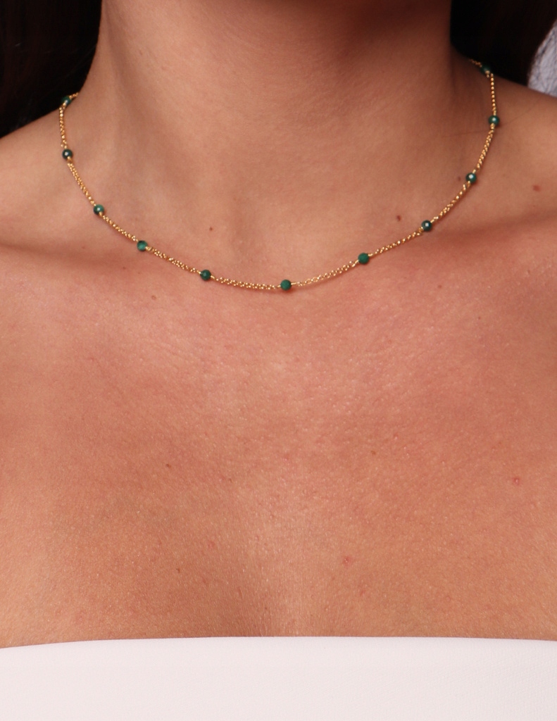 Řetízek pozlacený malachit – kámen prosperity