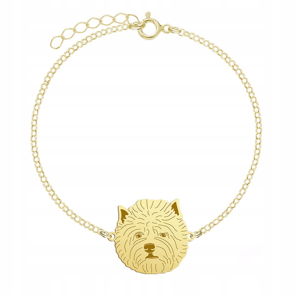 Zlatý náramek z West Highland White Terrier 925 Dárek Gravírování Bonus