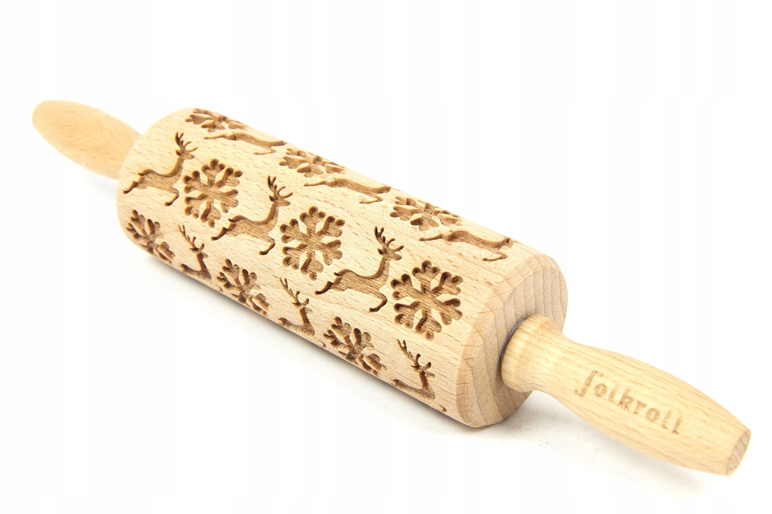 Wałek grawerowany RENIFERY I ŚNIEŻYNKI, junior Marka Folkroll