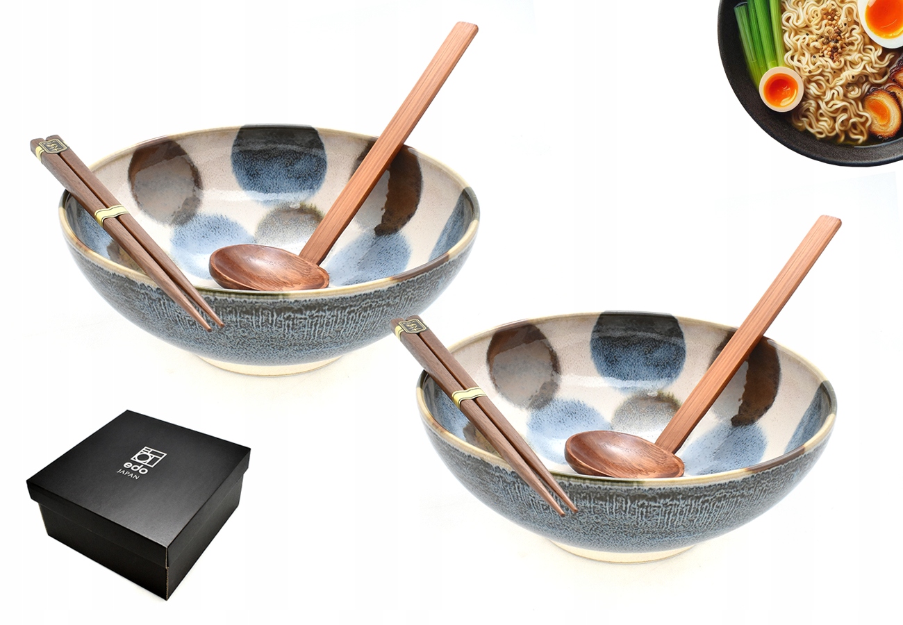 Sada 2 misiek s lyžicami a paličkami Ramen Tenda 21,5 cm Box