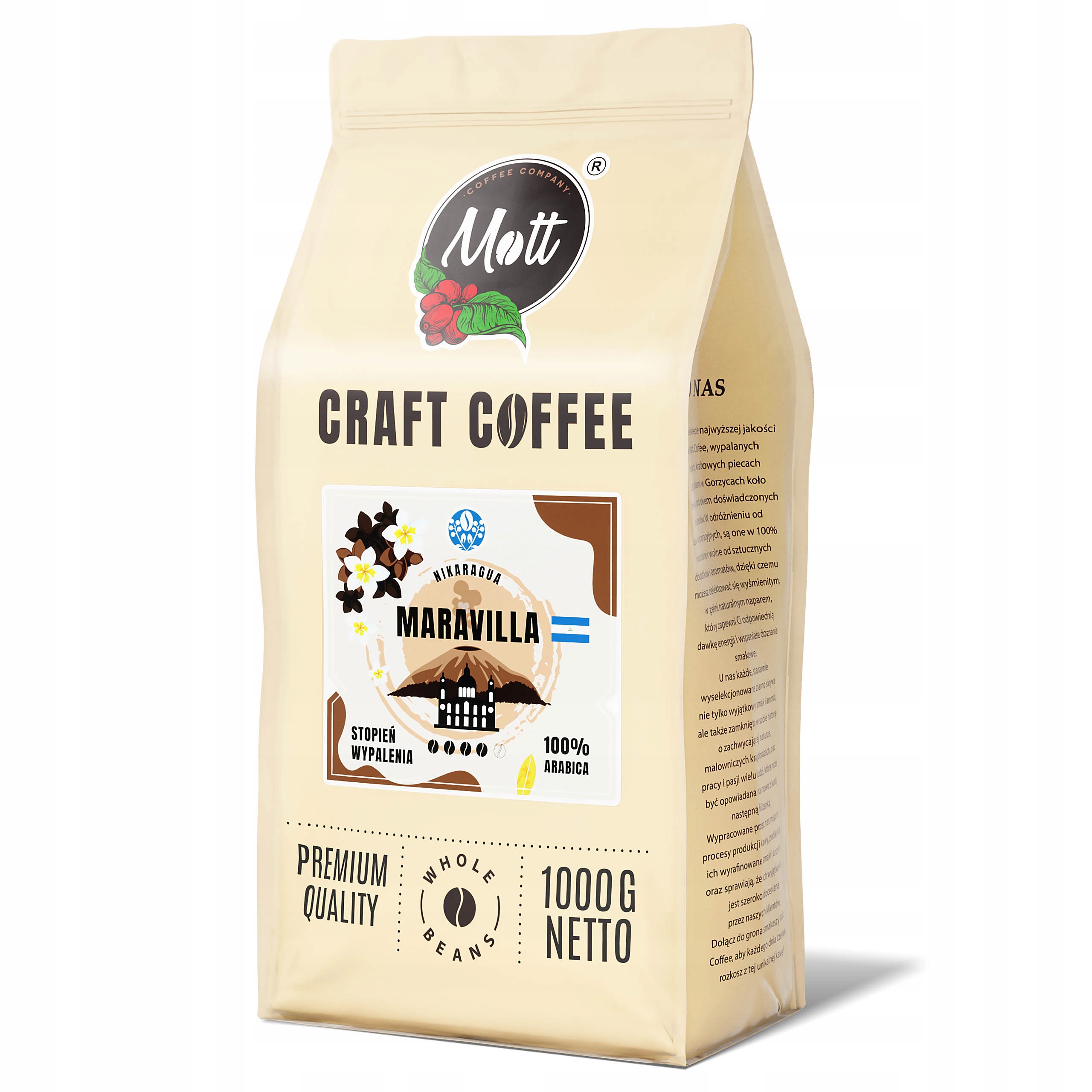 Levně Káva Zrnková – 100% Arabica – Čerstvě pražená – Nikaragua Maravilla MottCoffee1 kg