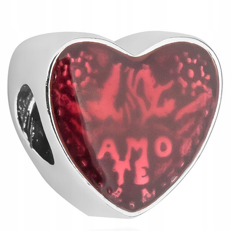 Stříbrný Přívěsek Korálek Charms Dámský ryzost 925 Červené Srdce Krabička