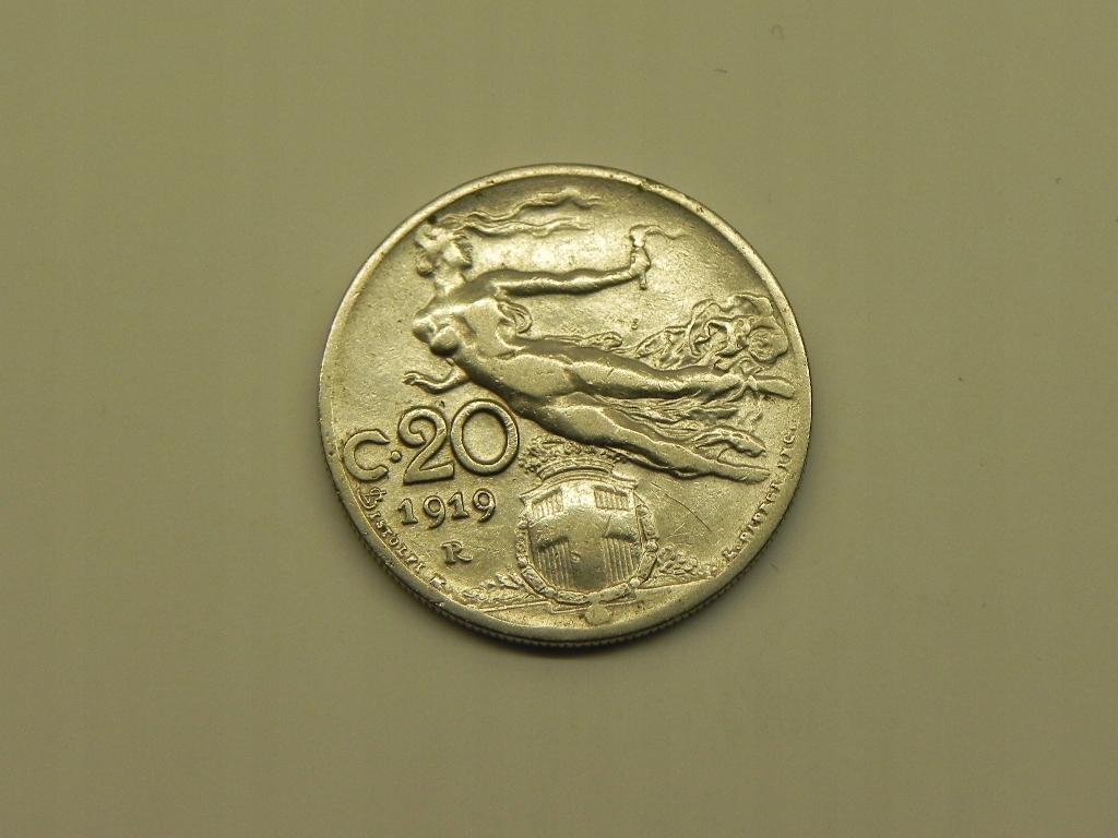 4342/ 20 CENTESIMI 1919 KOBIETA WŁOCHY RZADKA