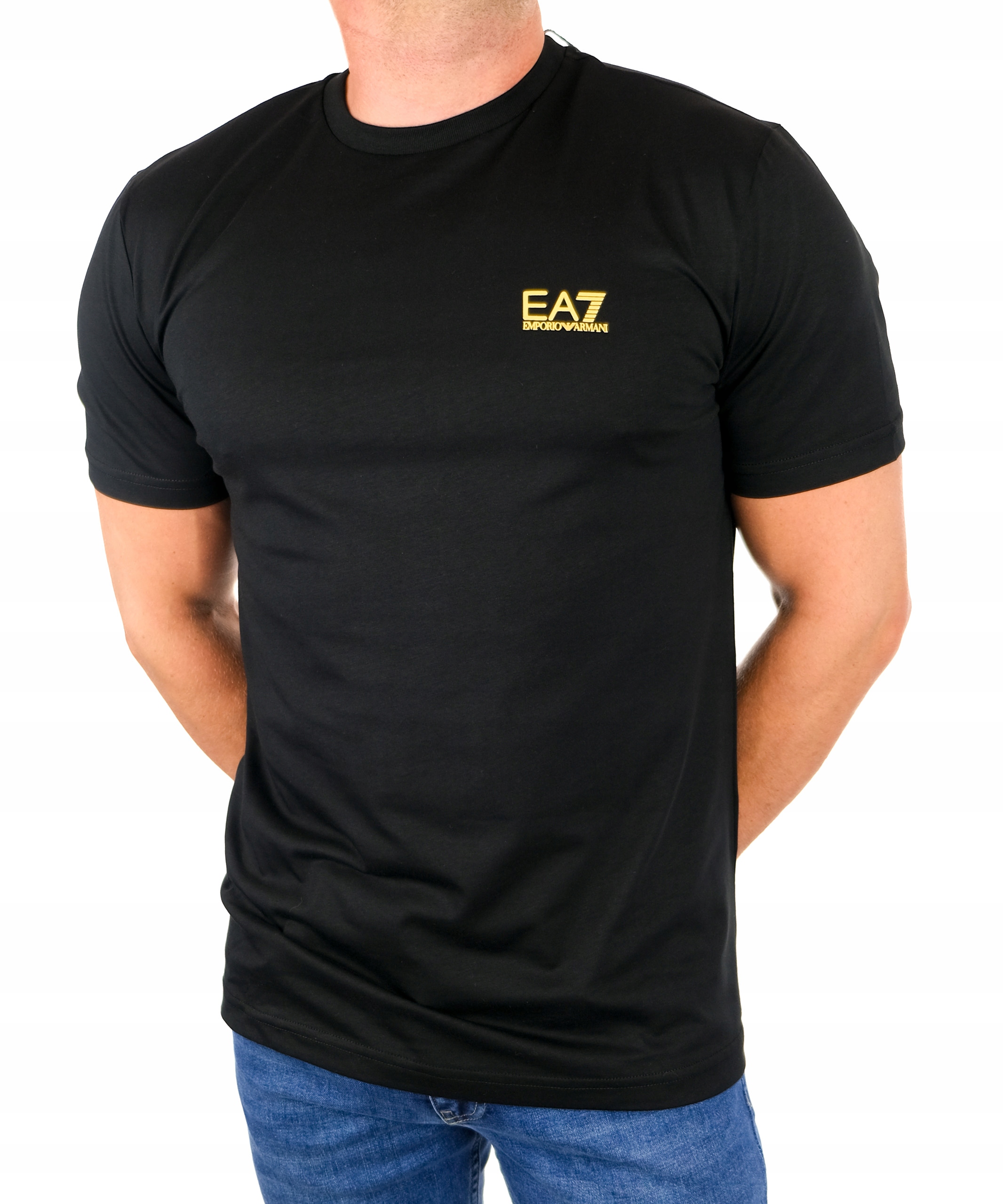 Koszulka EA7 T-shirt Emporio Armani Męska Premium Małe Złote Logo Roz. L