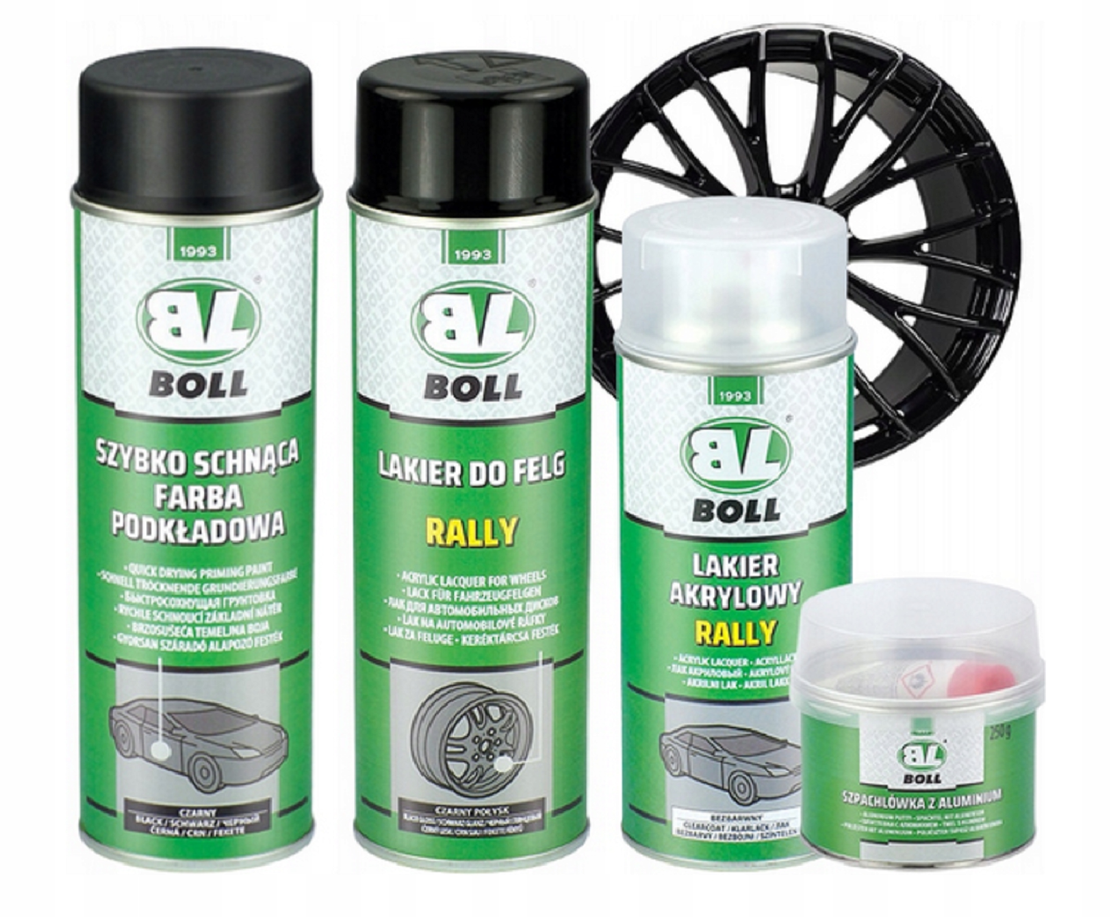 Zestaw Do Regeneracja Felg Ze Szpachlówką Szpachlą Aluminium Czarny Połysk