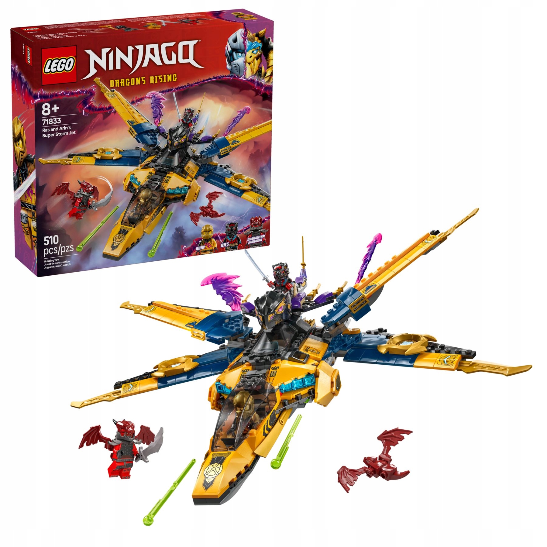 stavebnice Lego Ninjago 71833 Ras a bouřkový supertryskáč Arina