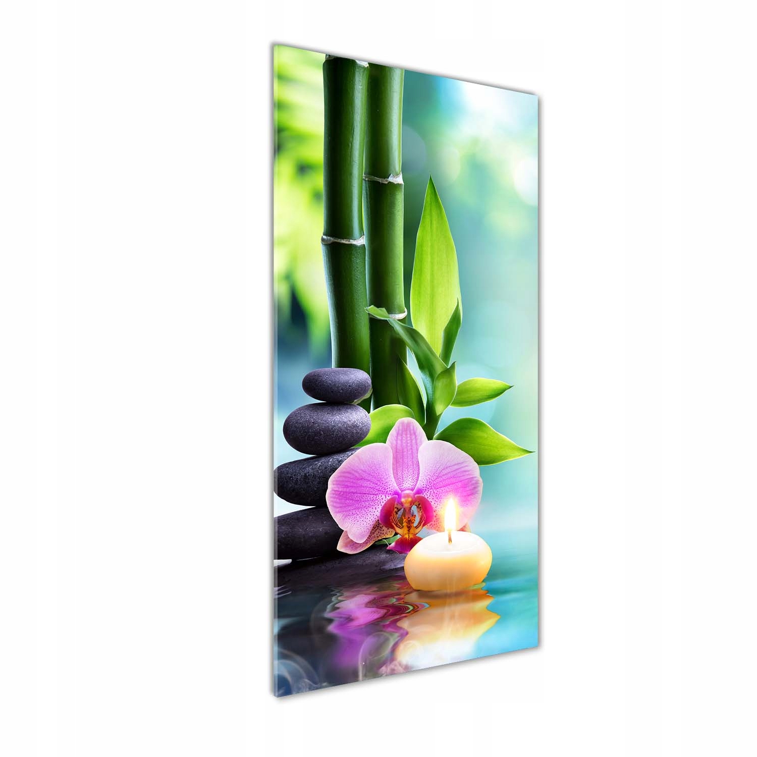 

Foto obraz na szkle Orchidea i bambus 50x125 cm