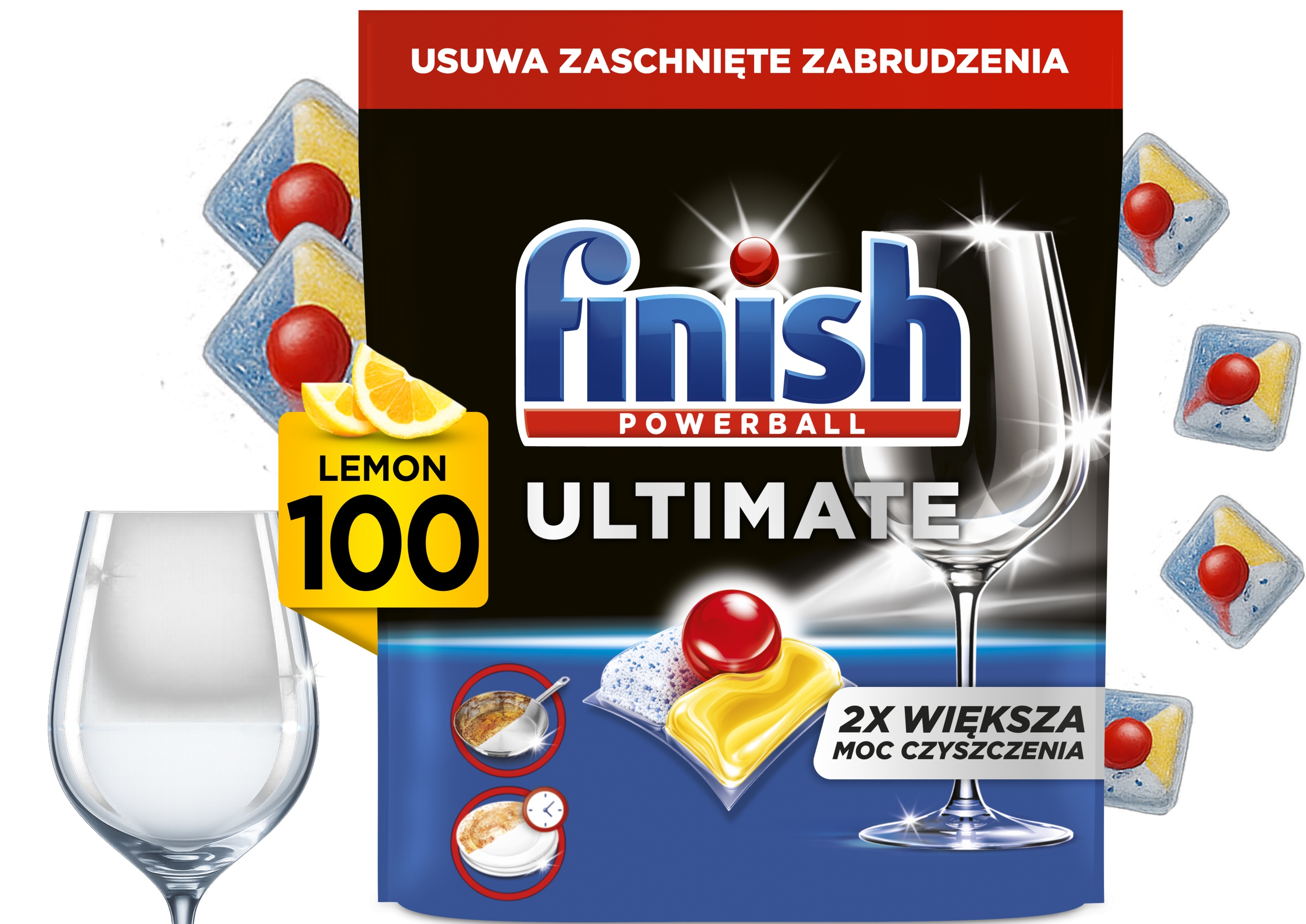 Finish Ultimate Lemon Kapsle Do Myčky Citronové Na Nádobí 100 Kusů