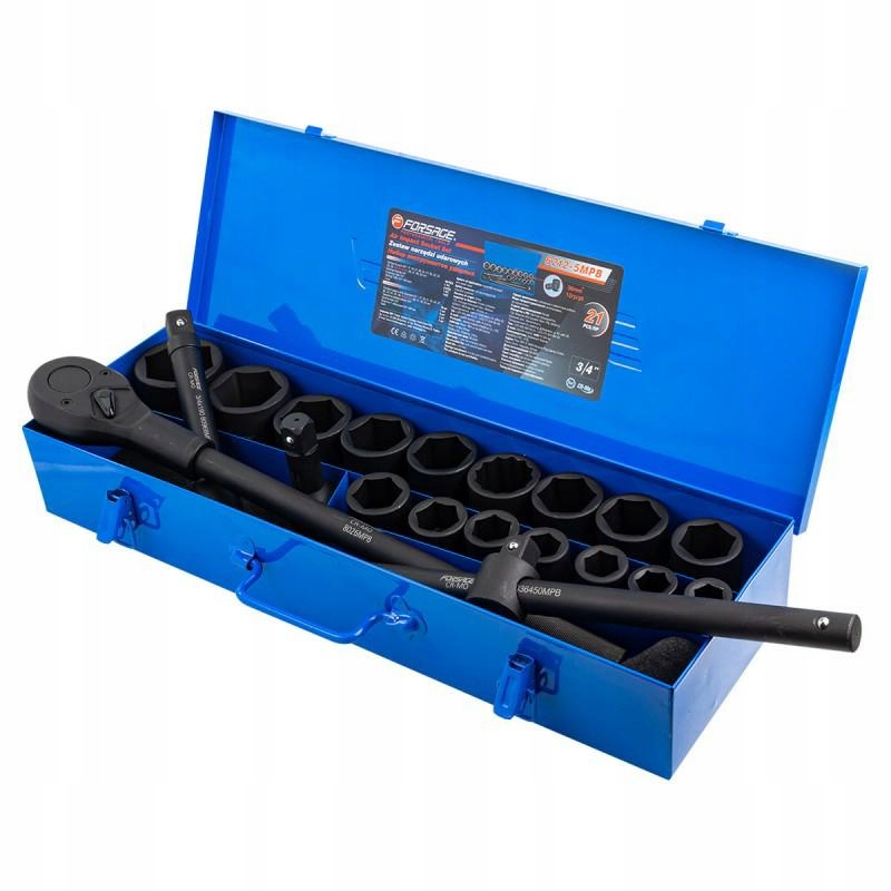 ZESTAW KLUCZY NASADOWYCH UDAROWYCH NASADKI 3/4 21 EL 17-50MM 6-KĄTNE 12-KĄT Kod producenta 59086