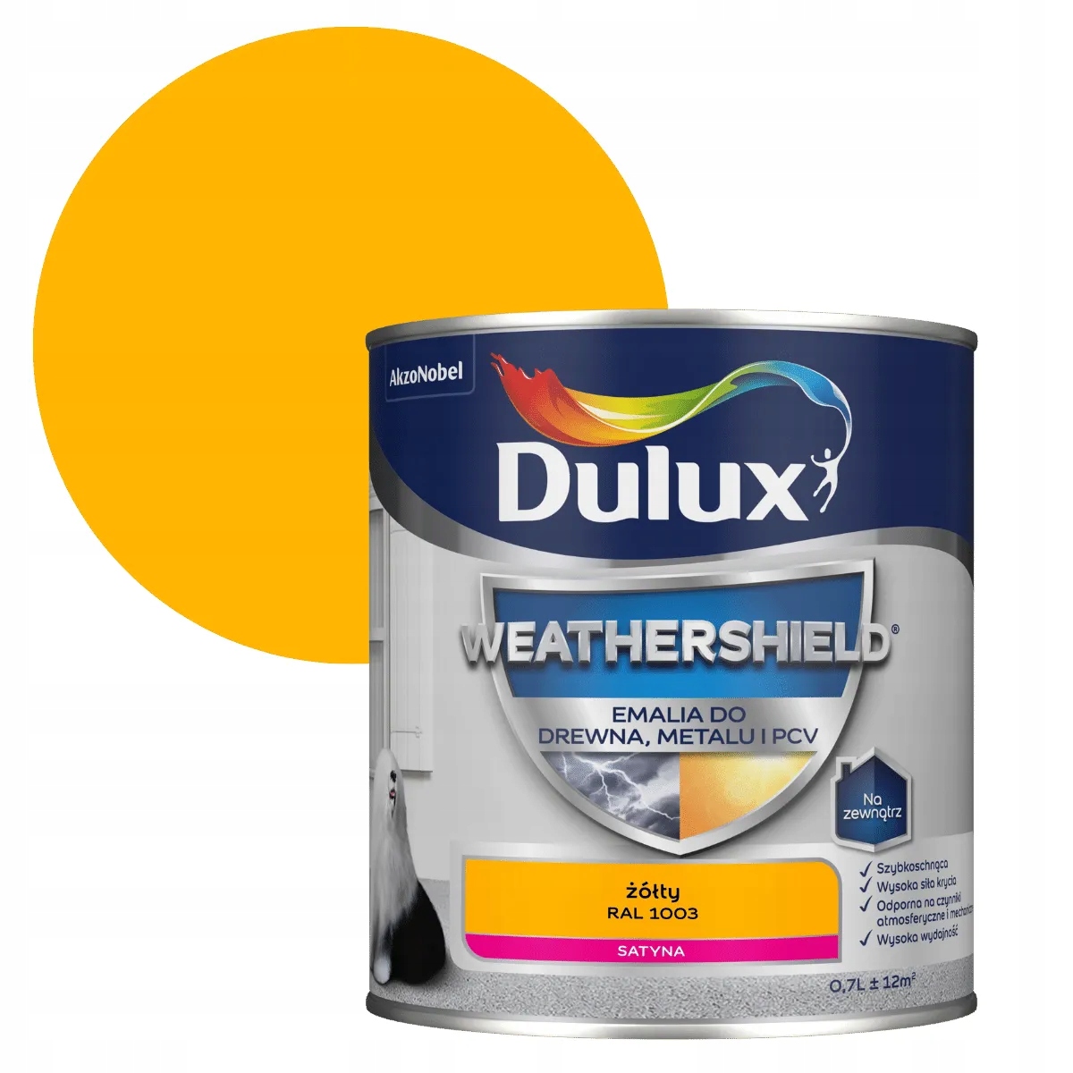 Dulux Weathershield EMALIA DO DREWNA, METALU I PCV0,7L RAL 1003 ŻÓŁTY