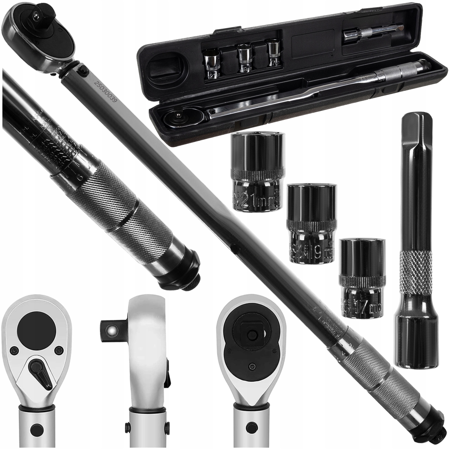 Klucz Dynamometryczny 1/2 28-210 Nm z Blokadą do Kół Etui Nasadki 17 19 21