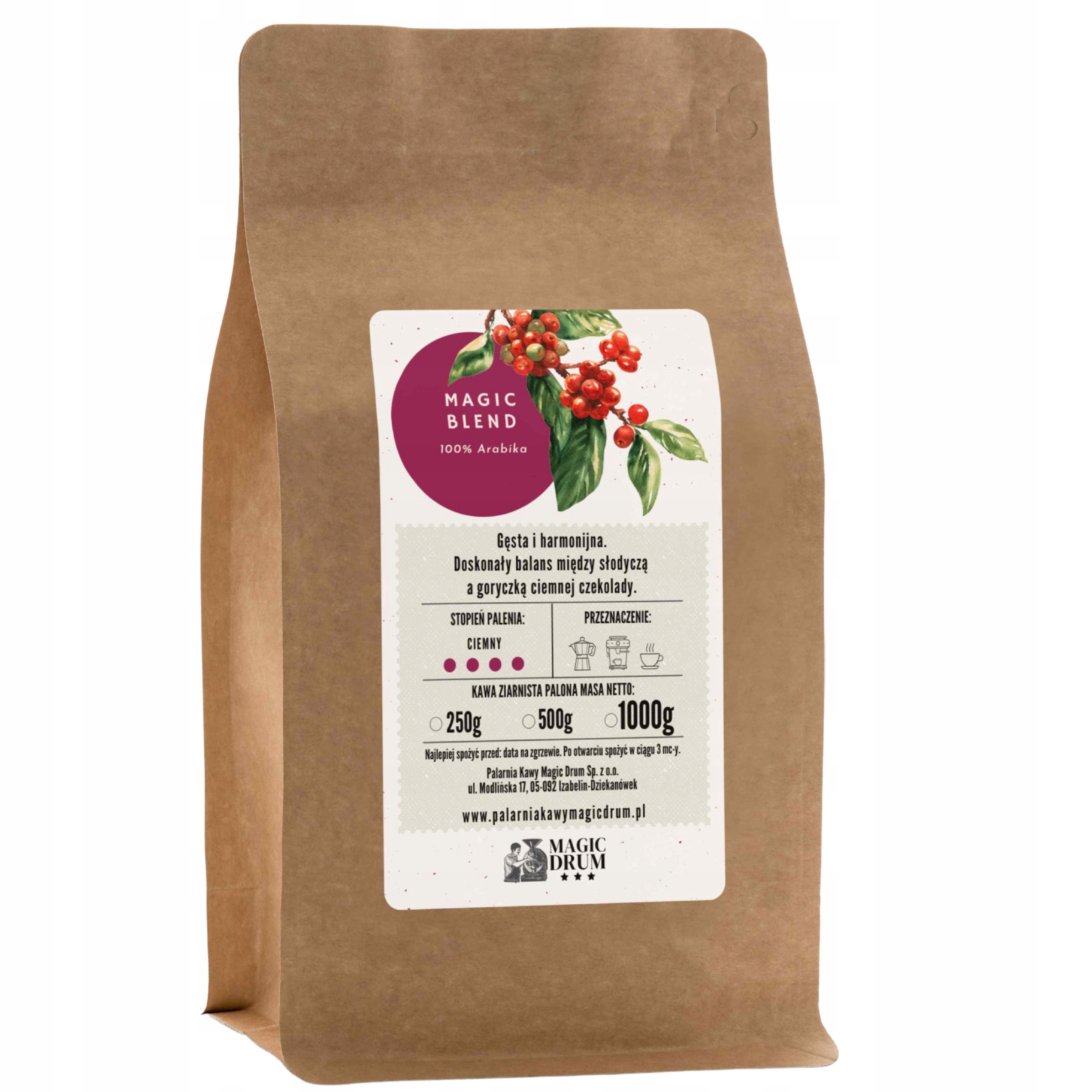 Levně Káva zrnková 1 kg Magic Drum Magic Blend Arabika