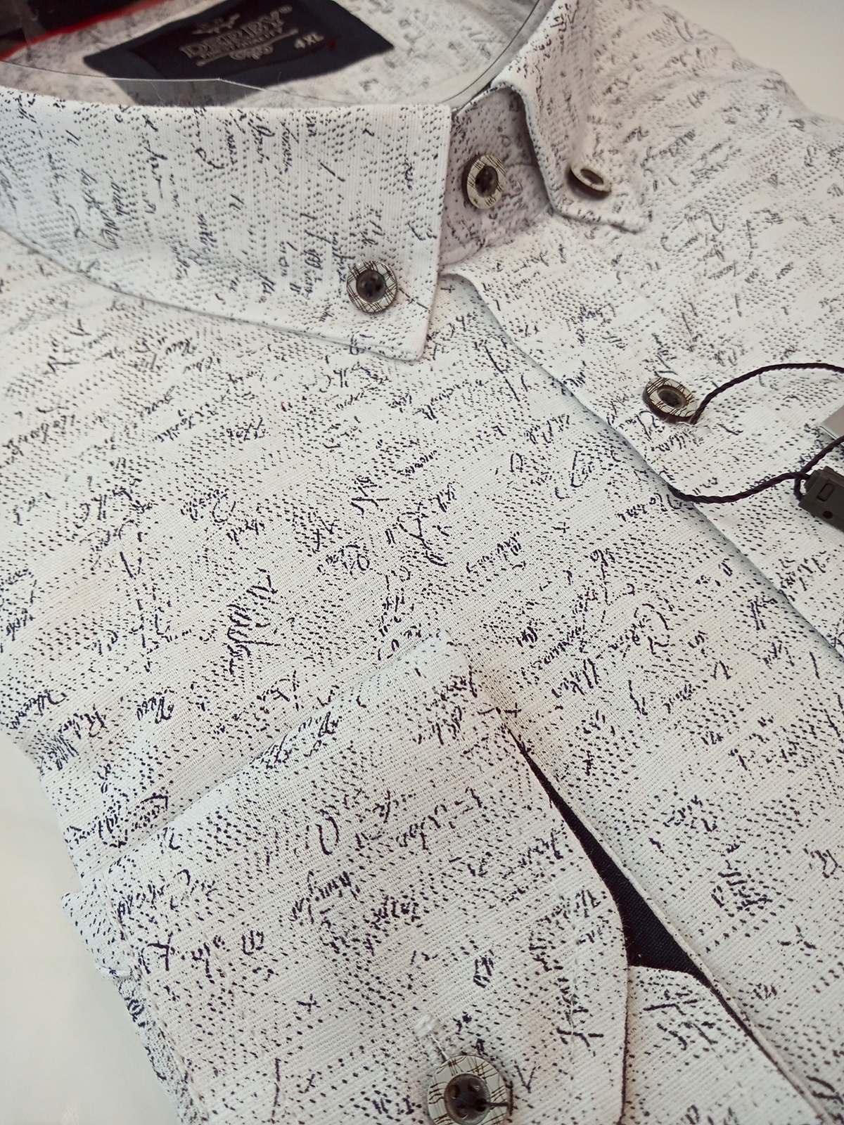 Derby pánská košile bílá vzor regular dlouhý rukáv XL 43/44 176/182 DRB-2046