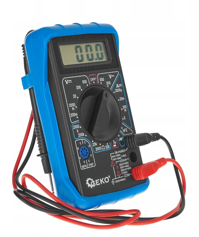 MULTIMETR MIERNIK PRĄDU CYFROWY ELEKTRYCZNY LCD Z BUZEREM GEKO GEKO Kod producenta G30823