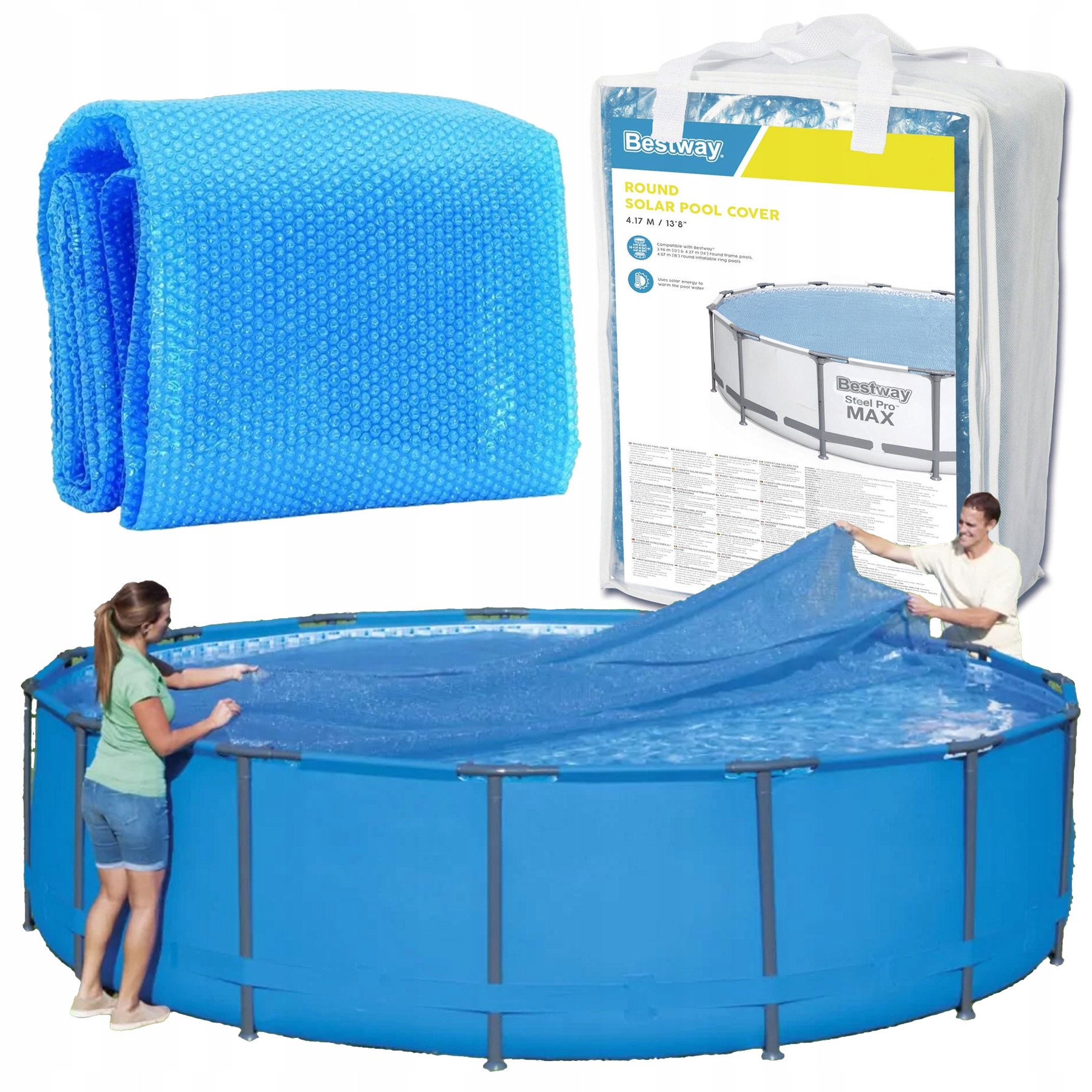 Krycí Plachta na bazén s rámem 417 cm Kulatá Fólie Bestway Model 2026