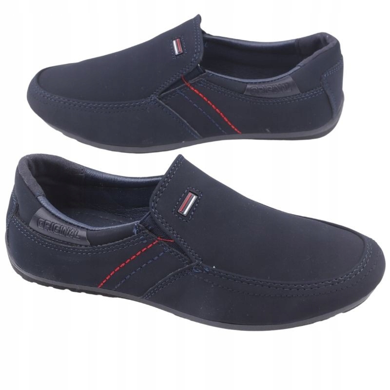 GRANATOWE MOKASYNY CHŁOPIĘCE ZAMSZOWE PÓŁBUTY