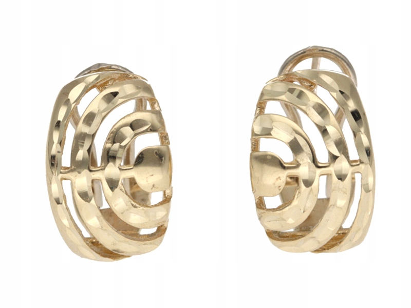 

Złote kolczyki angielskie 585 ażurowe owale 3,15 g