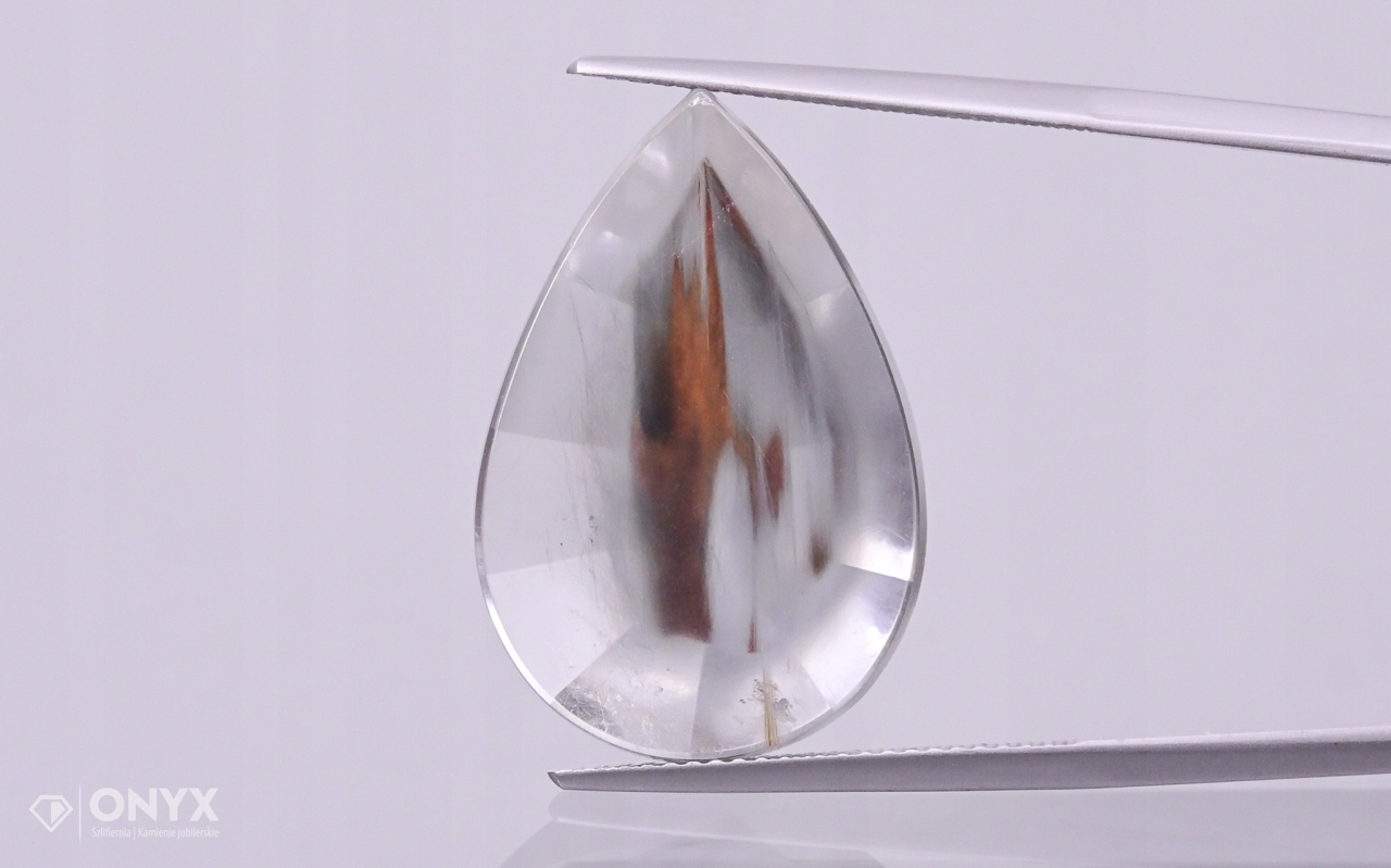 Křemen s Lodolitem fasetovaný slza 25x17 mm