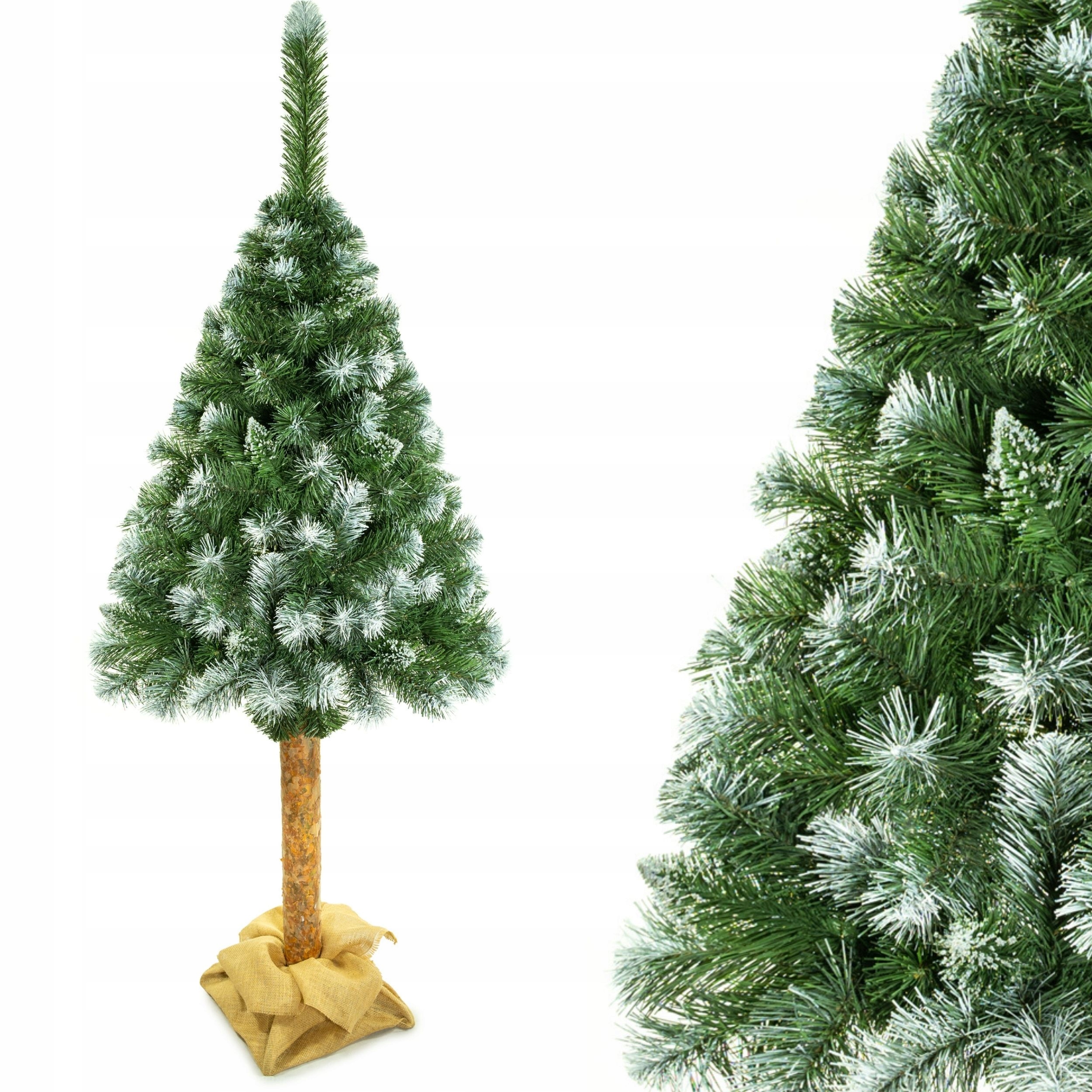 Umelý Vianočný Stromček Diamantová Borovica Zasnežená Eko 3D Na Kmeni Prírodná 220 CM
