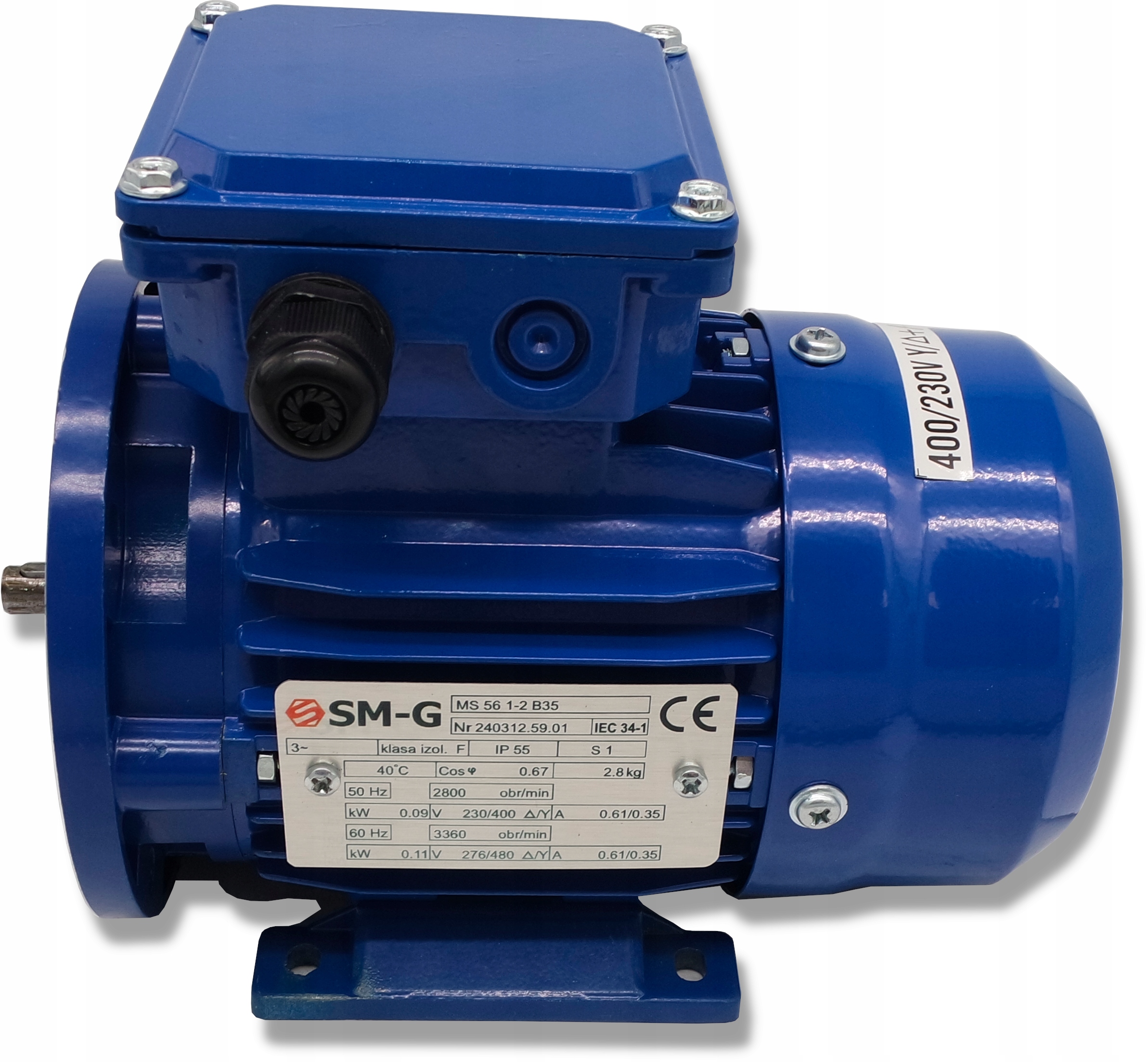 SILNIK Z KOŁNIERZEM 0,09kW 230V 2800 Obr 3-FAZOWY Numer katalogowy części 4038.B35.MS56.0,09