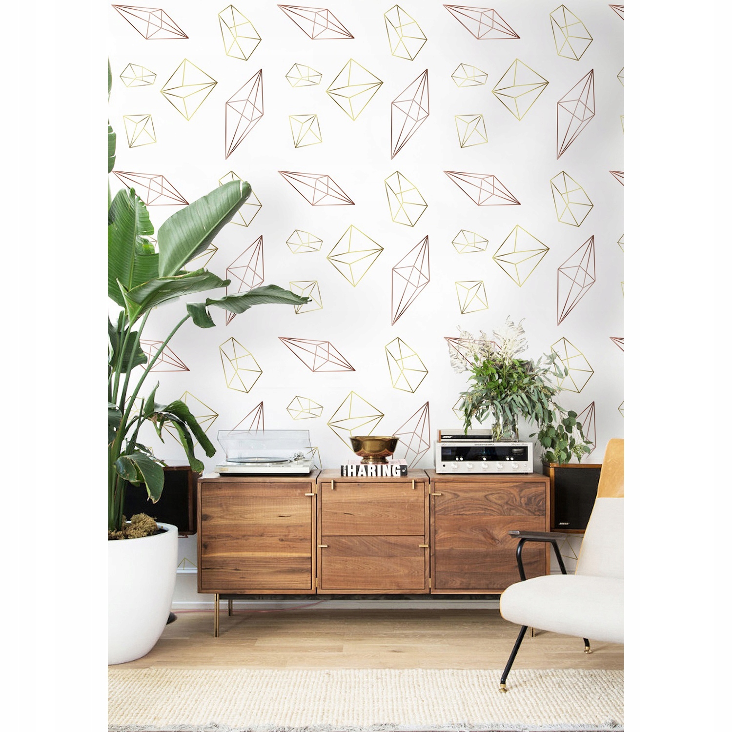 

Tapeta flizelinowa Złote wielokąty 254x184 + klej