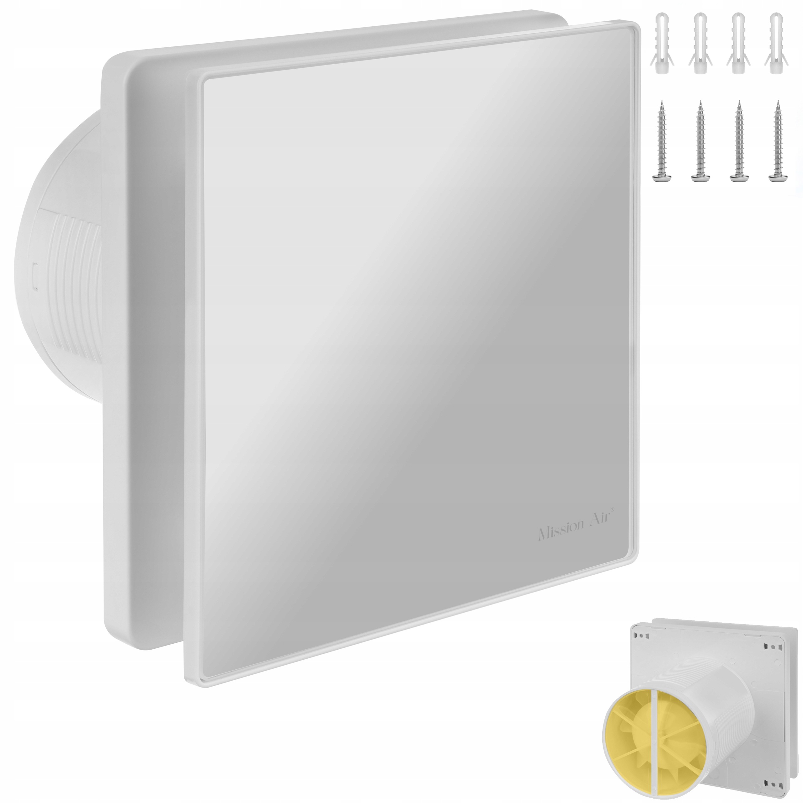 Koupelnový Ventilátor 150 MM H+t Bílý Sklo Klapka Senzor Vlhkosti 230 V