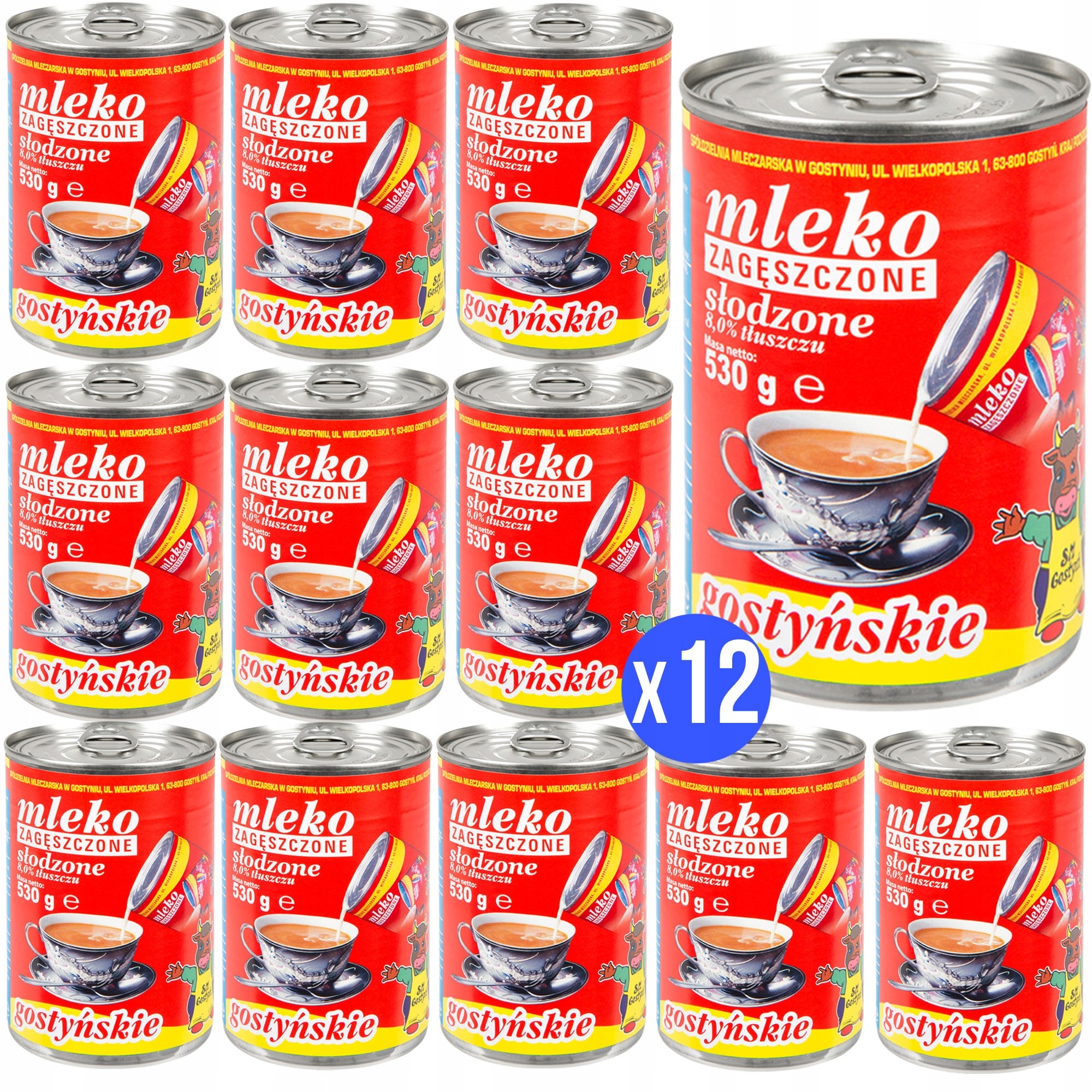 Gostyń Mleko Zagęszczone Słodzone 530G x12 6,36KG