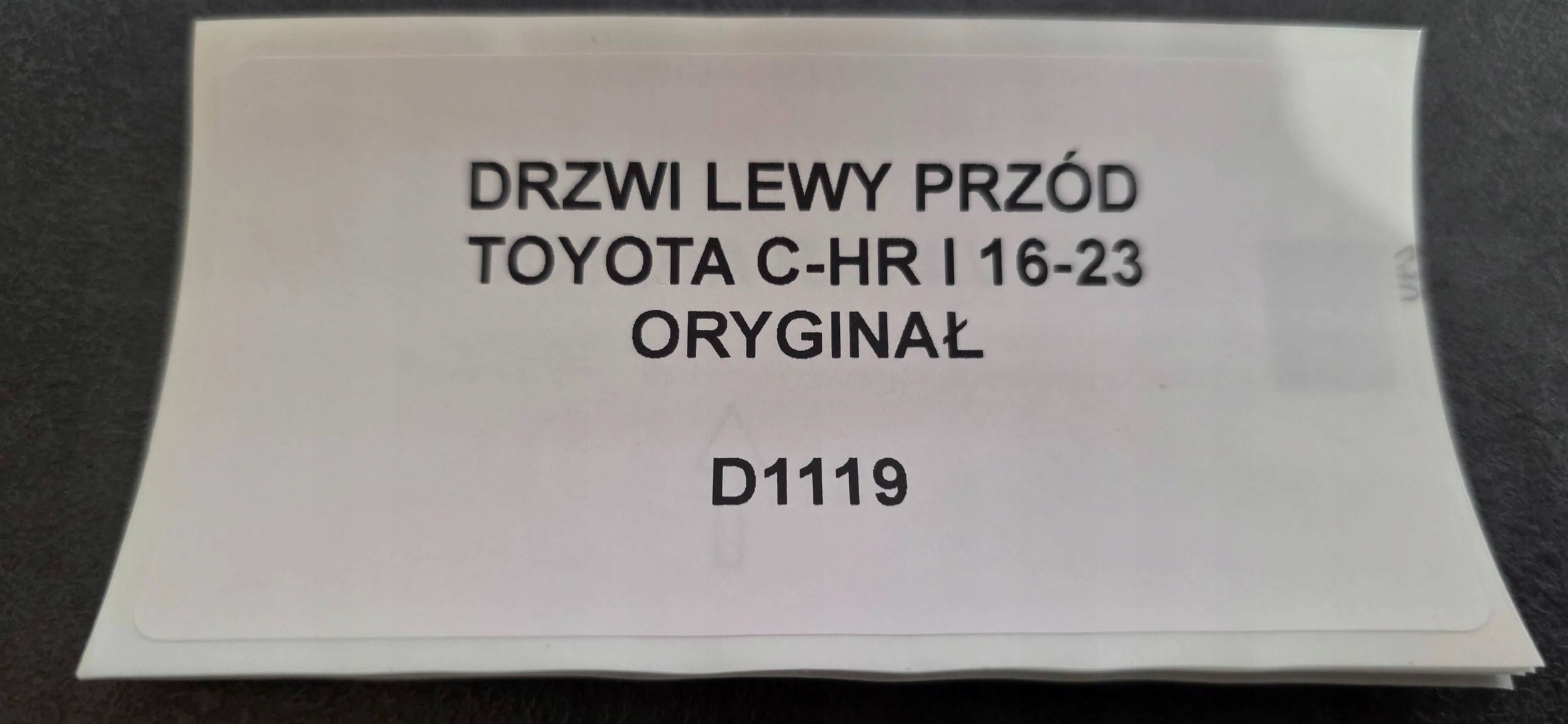 door left front TOYOTA C-HR and 16-23 original
