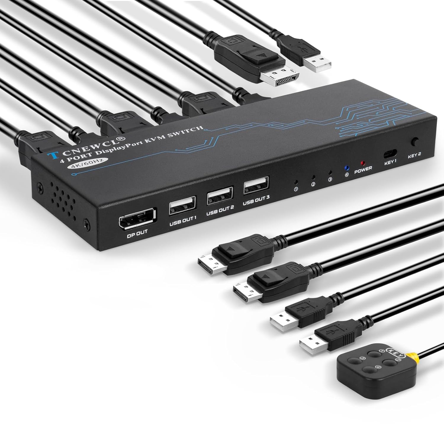 Prepínač Kvm DisplayPort 4 porty 4K 60 Hz Dp Usb Tcnewcl
